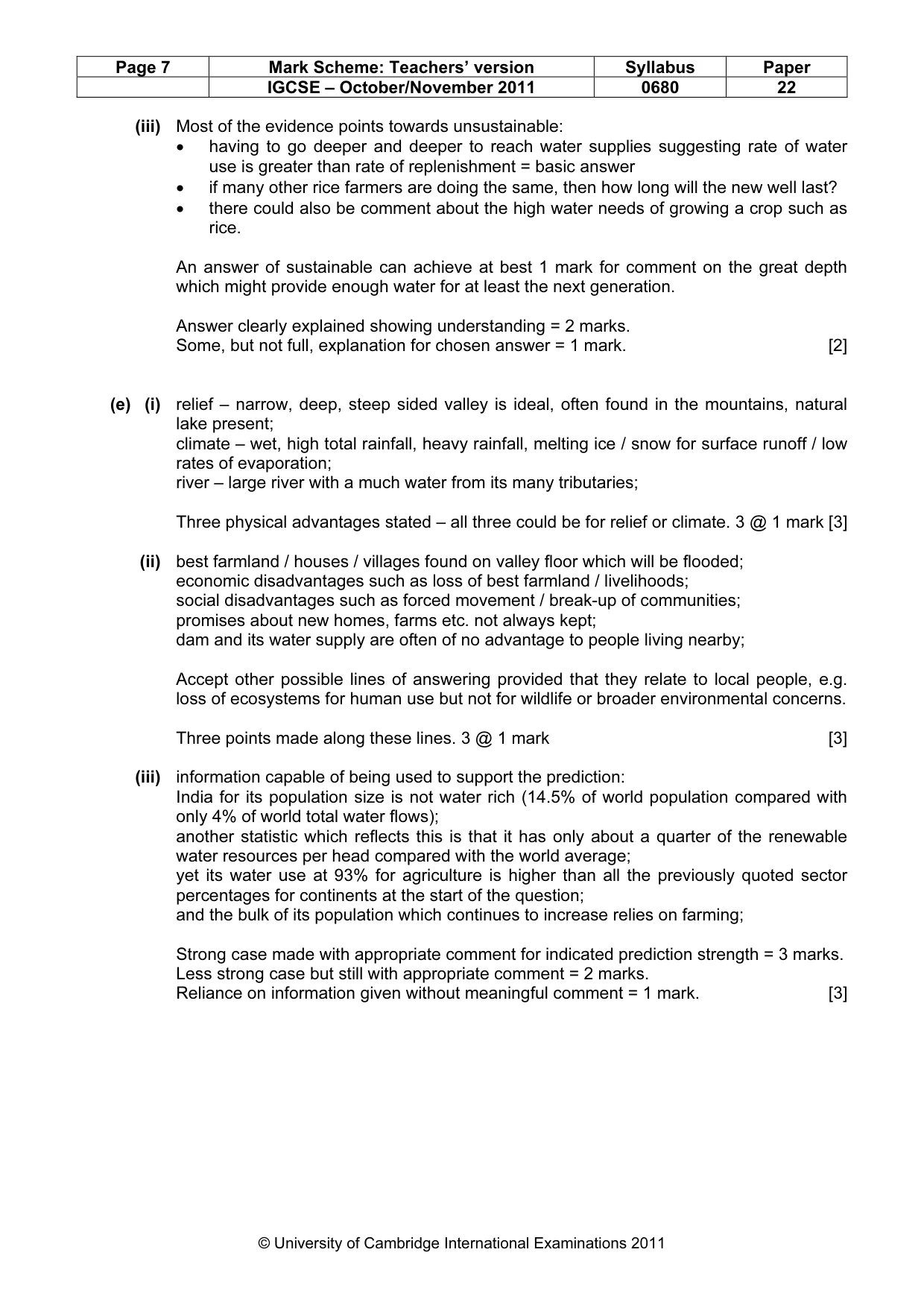 Mark scheme, page 7 of 8