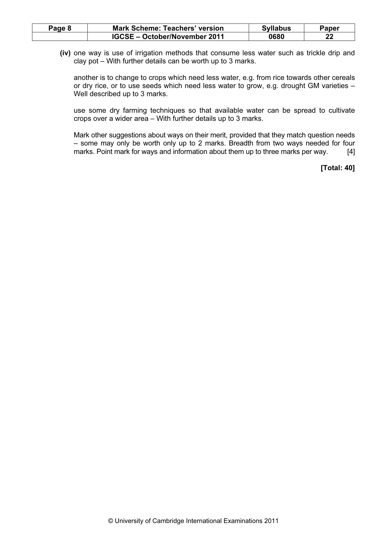 Mark scheme, page 8 of 8