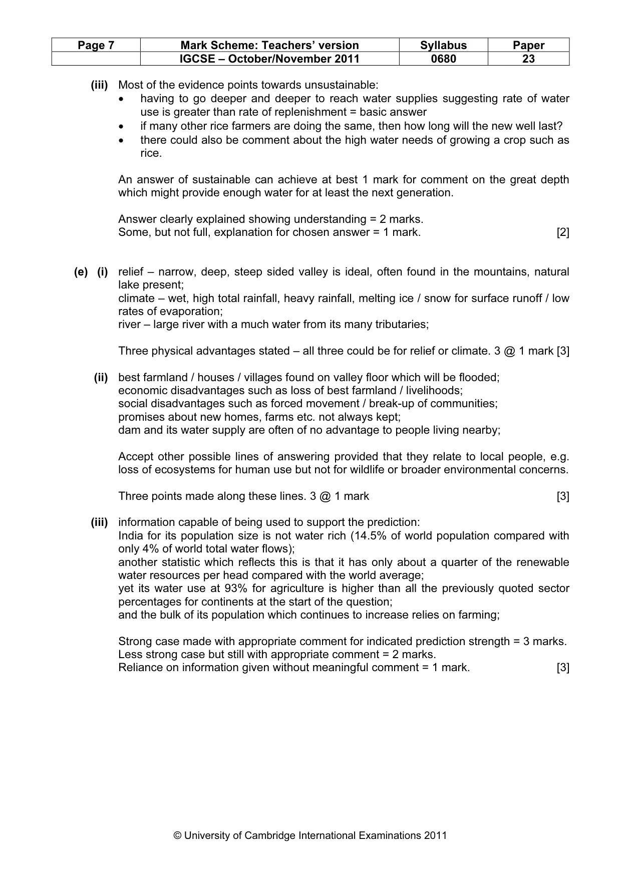 Mark scheme, page 7 of 8