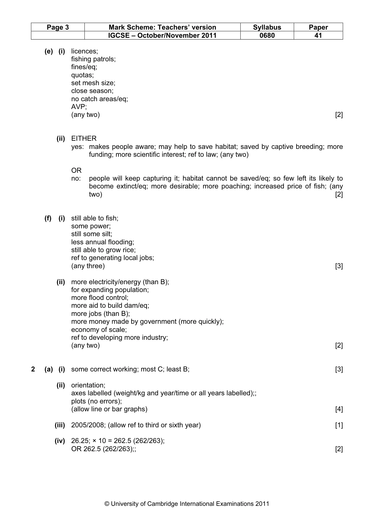 Mark scheme, page 3 of 4