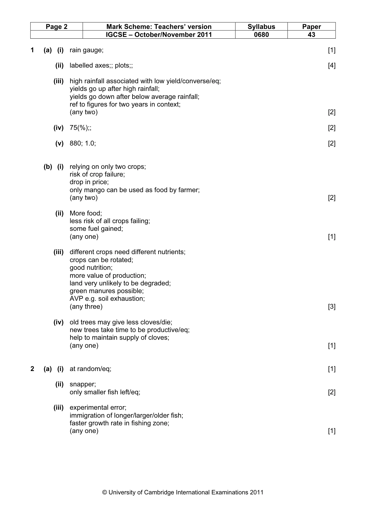 Mark scheme, page 2 of 4