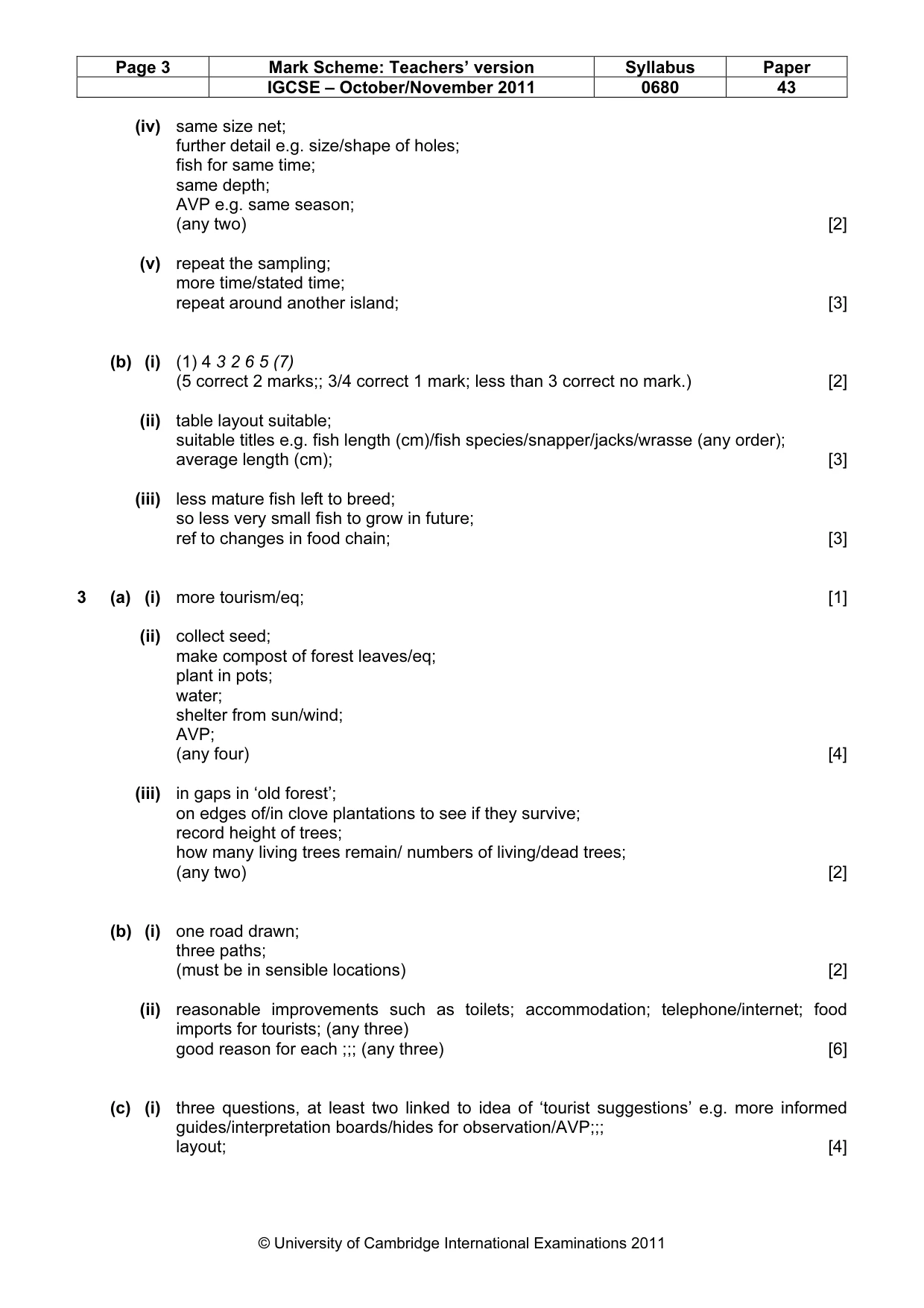 Mark scheme, page 3 of 4