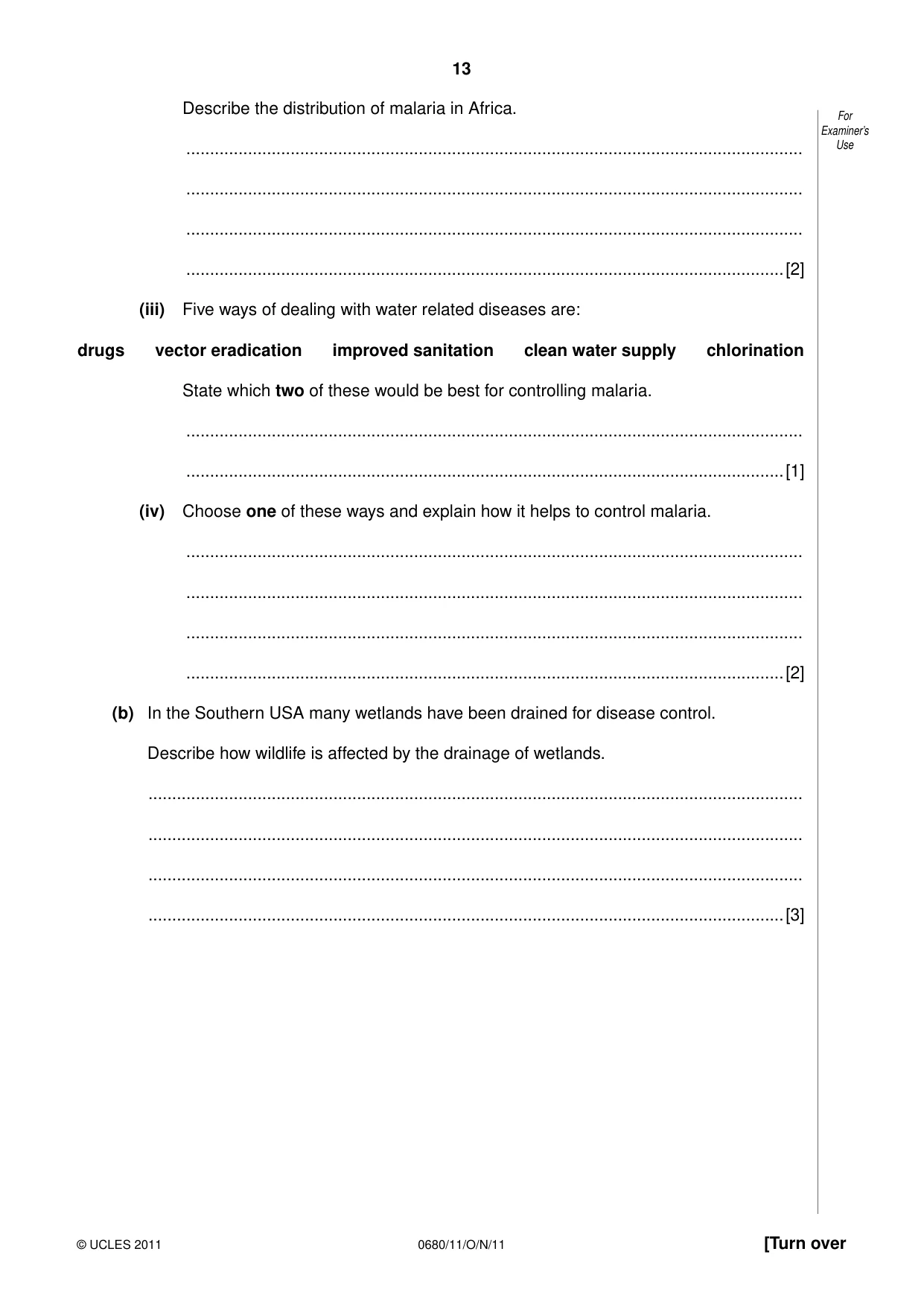 Cambridge IGCSE Environmental Management 0680 2011 Oct/Nov Paper 1 · Variant 1 question paper, page 13 of 16