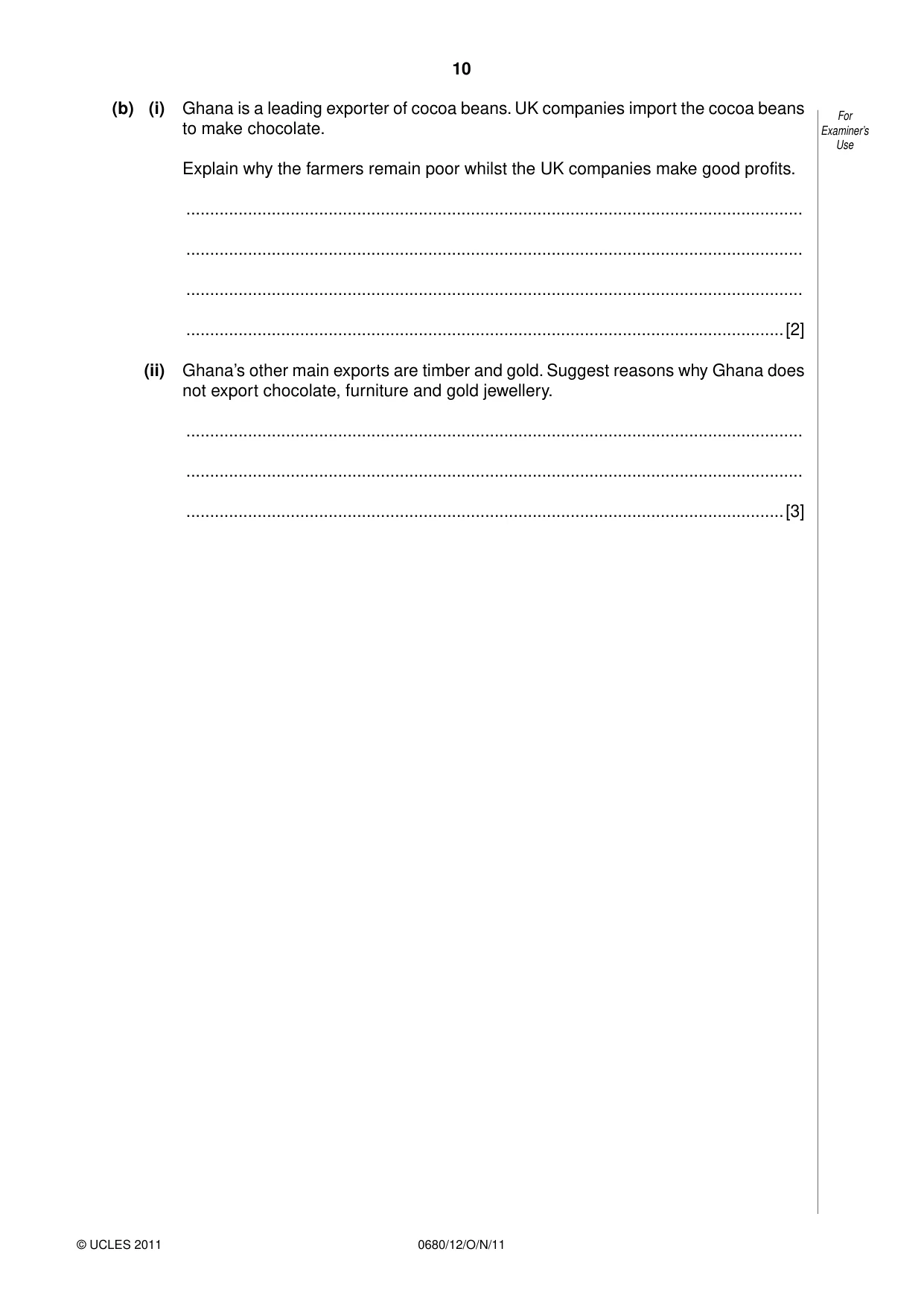 Cambridge IGCSE Environmental Management 0680 2011 Oct/Nov Paper 1 · Variant 2 question paper, page 10 of 12