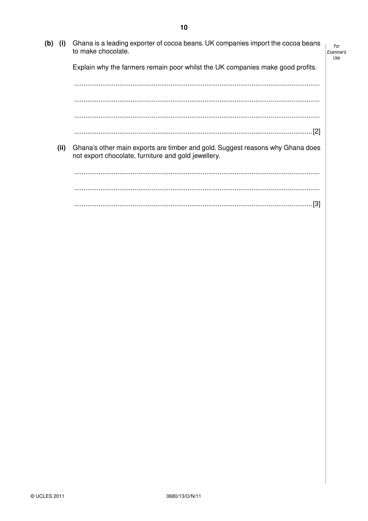 Cambridge IGCSE Environmental Management 0680 2011 Oct/Nov Paper 1 · Variant 3 question paper, page 10 of 12