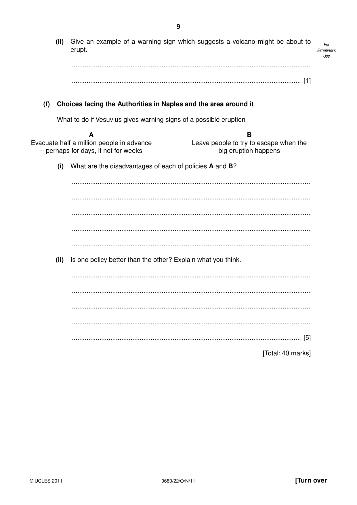 Cambridge IGCSE Environmental Management 0680 2011 Oct/Nov Paper 2 · Variant 2 question paper, page 9 of 20