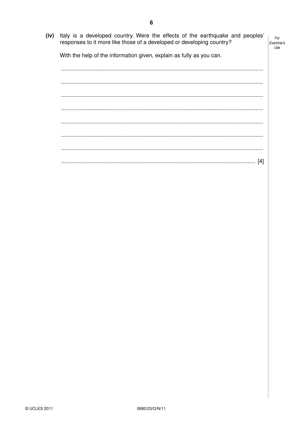 Cambridge IGCSE Environmental Management 0680 2011 Oct/Nov Paper 2 · Variant 3 question paper, page 6 of 20