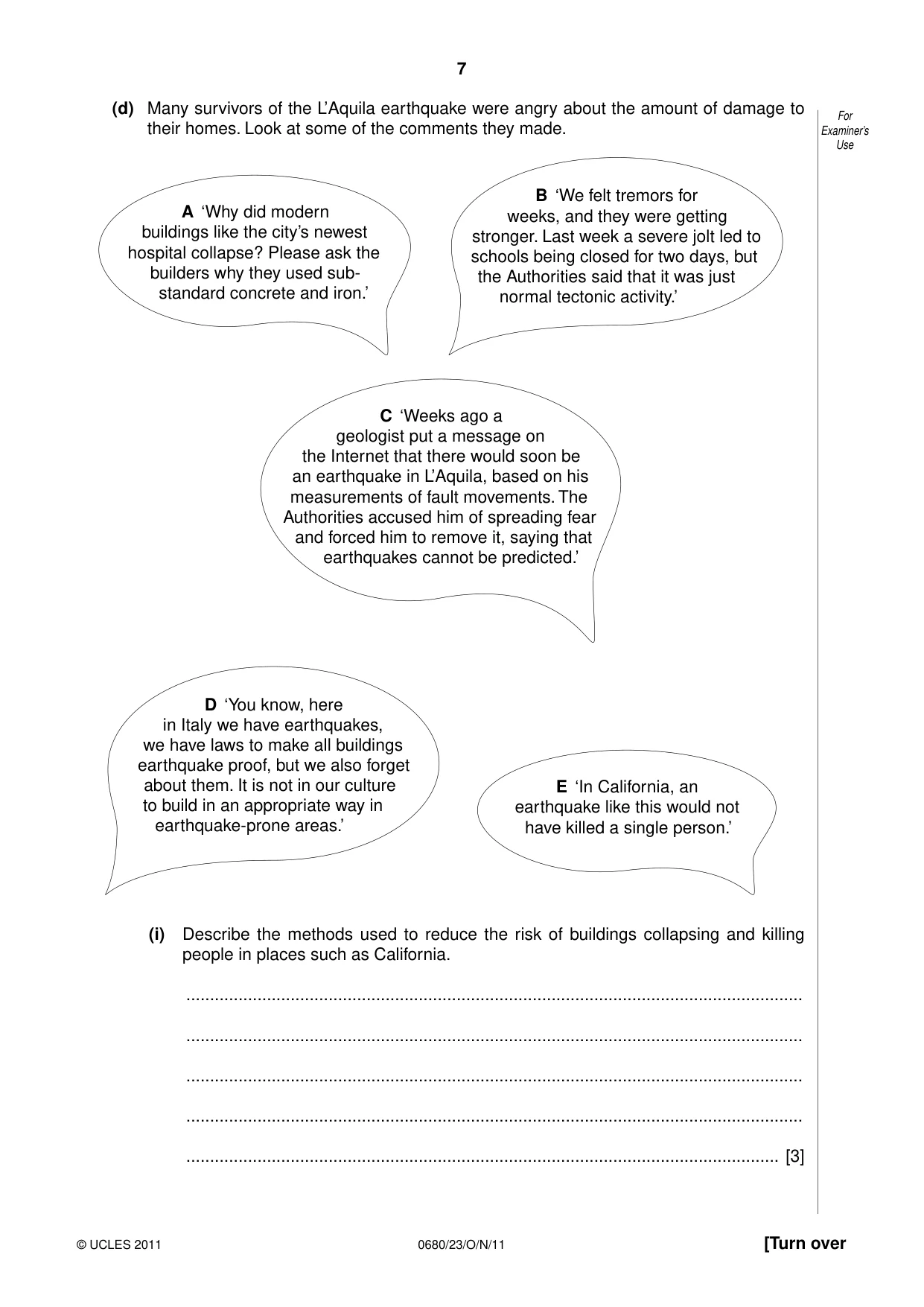Cambridge IGCSE Environmental Management 0680 2011 Oct/Nov Paper 2 · Variant 3 question paper, page 7 of 20