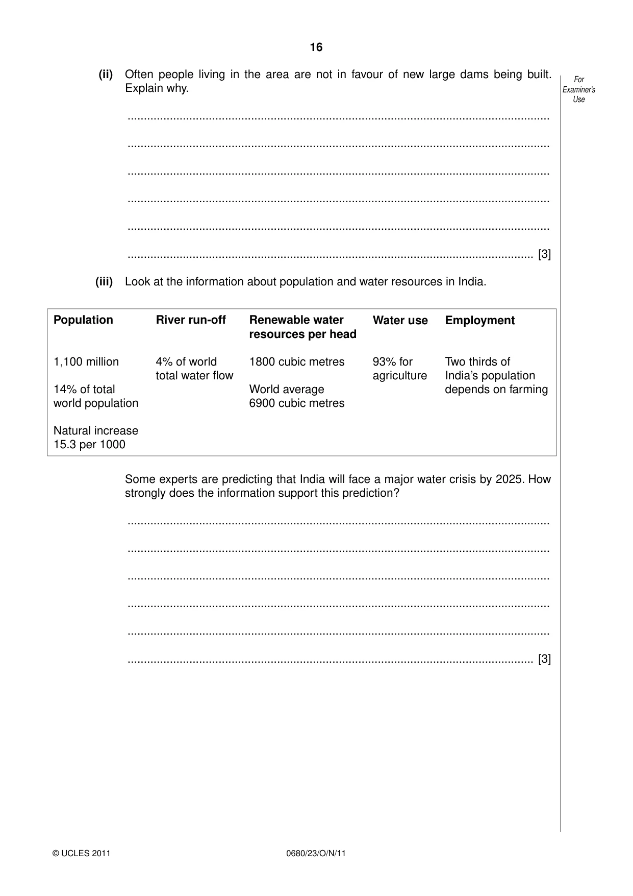 Cambridge IGCSE Environmental Management 0680 2011 Oct/Nov Paper 2 · Variant 3 question paper, page 16 of 20