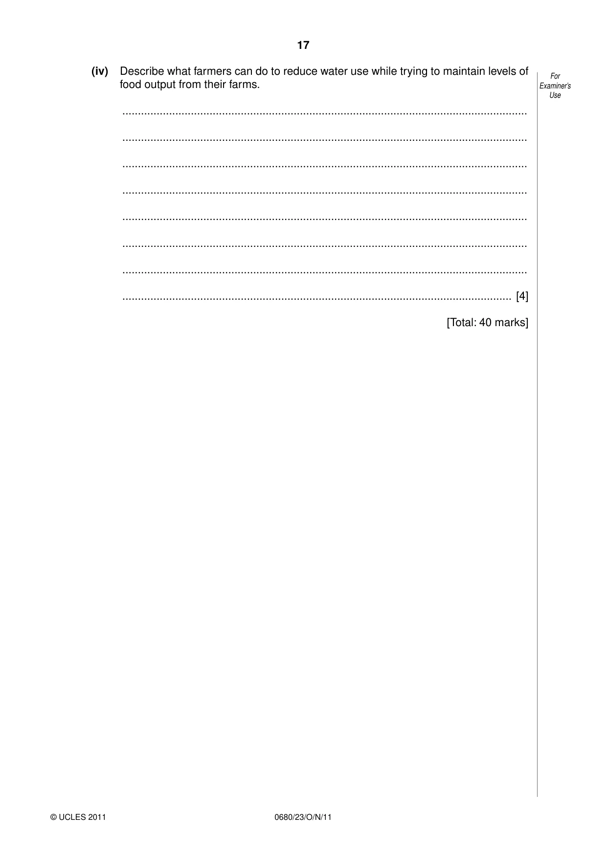 Cambridge IGCSE Environmental Management 0680 2011 Oct/Nov Paper 2 · Variant 3 question paper, page 17 of 20
