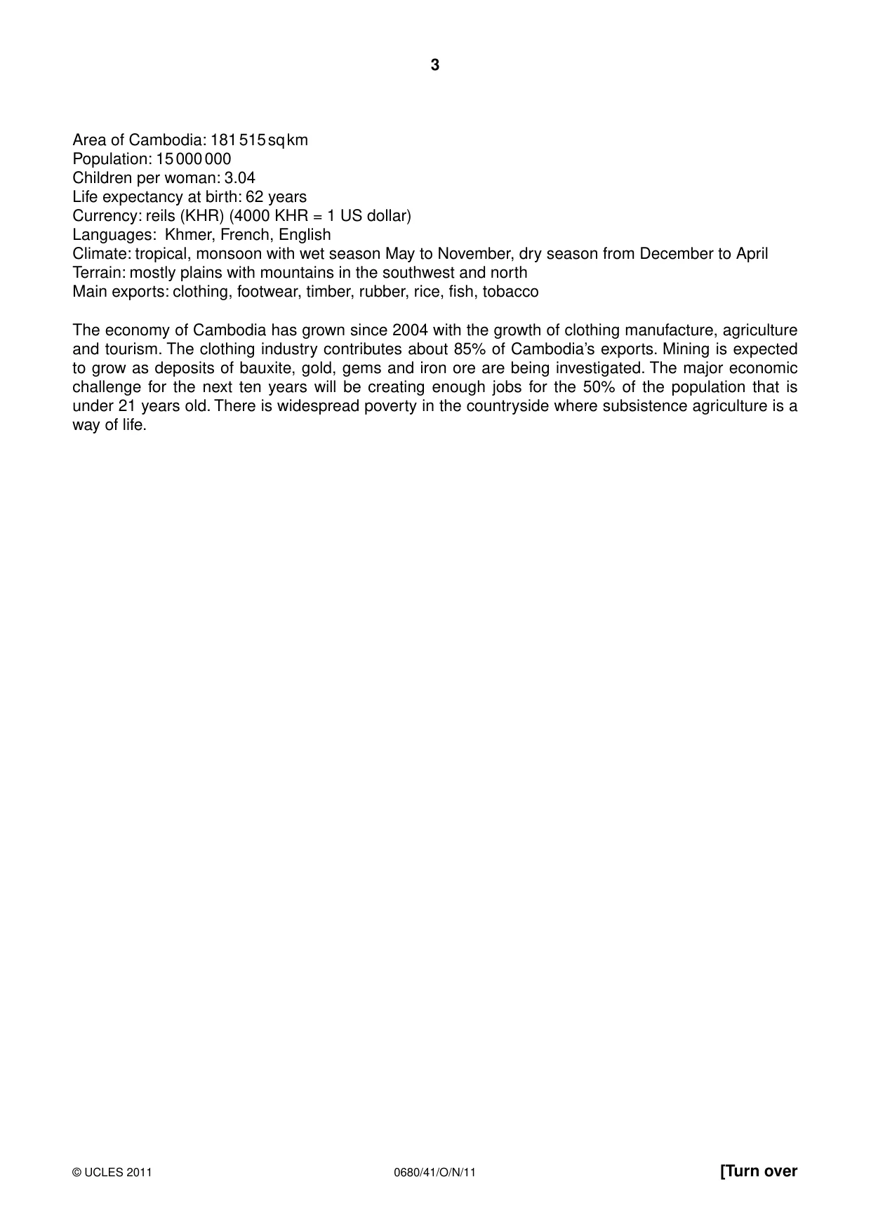 Cambridge IGCSE Environmental Management 0680 2011 Oct/Nov Paper 4 · Variant 1 question paper, page 3 of 16