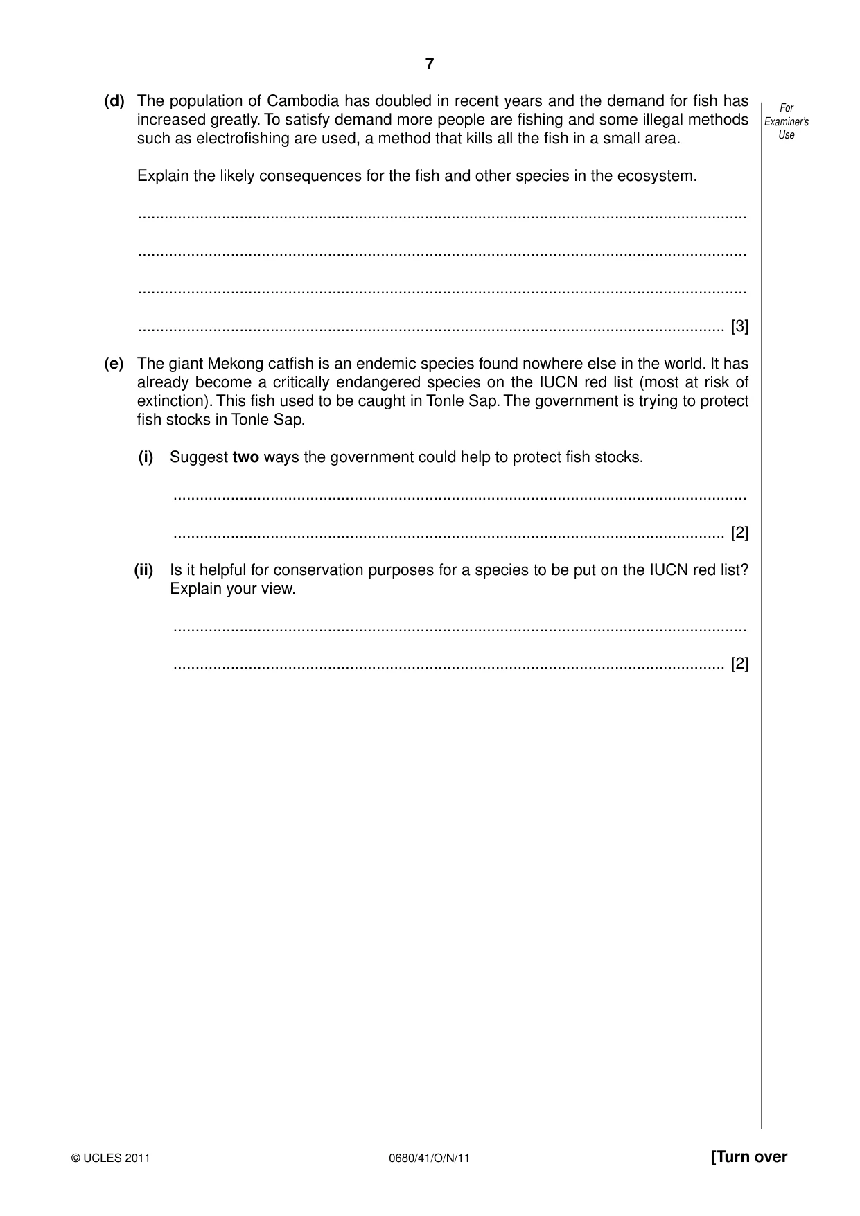 Cambridge IGCSE Environmental Management 0680 2011 Oct/Nov Paper 4 · Variant 1 question paper, page 7 of 16
