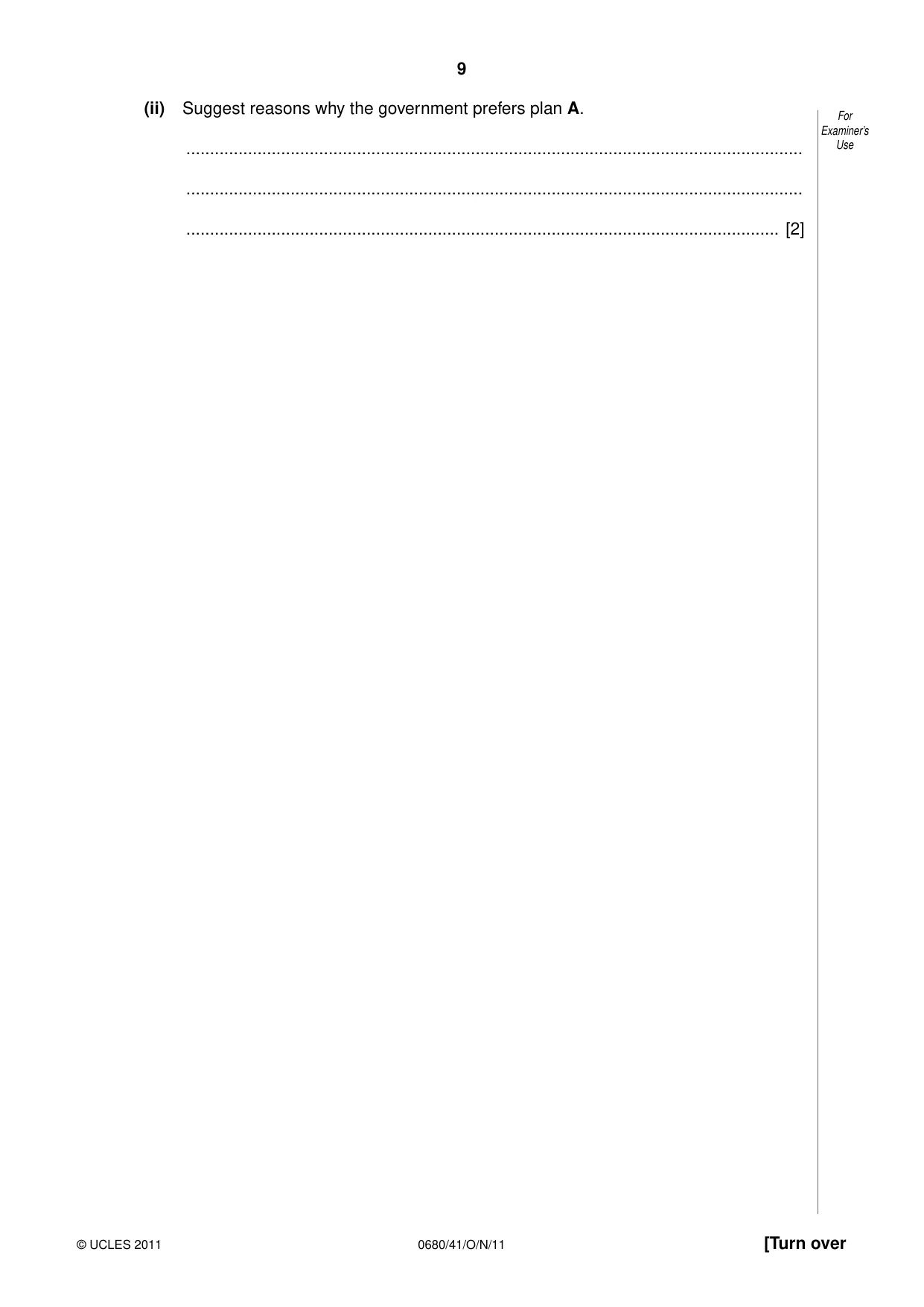 Cambridge IGCSE Environmental Management 0680 2011 Oct/Nov Paper 4 · Variant 1 question paper, page 9 of 16