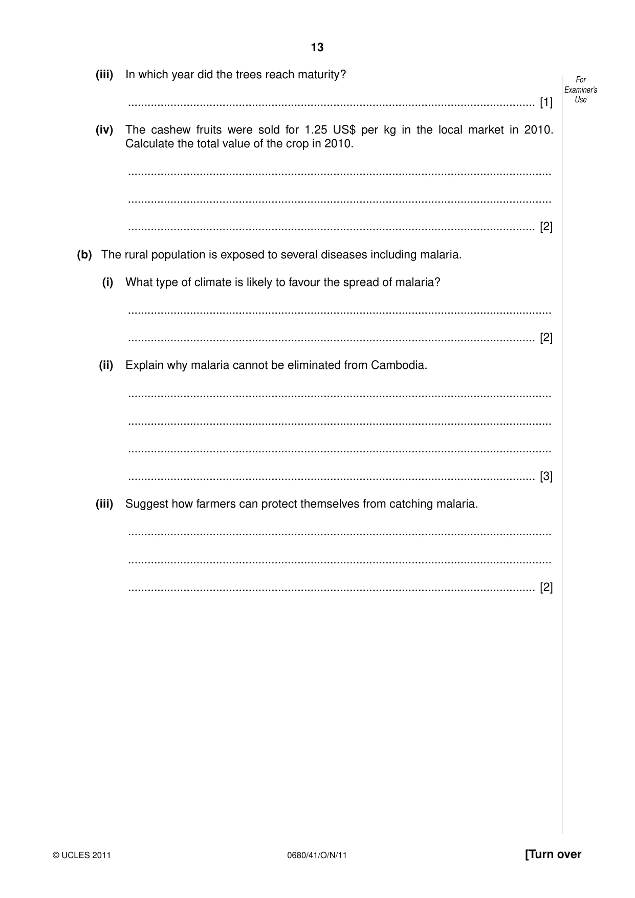Cambridge IGCSE Environmental Management 0680 2011 Oct/Nov Paper 4 · Variant 1 question paper, page 13 of 16