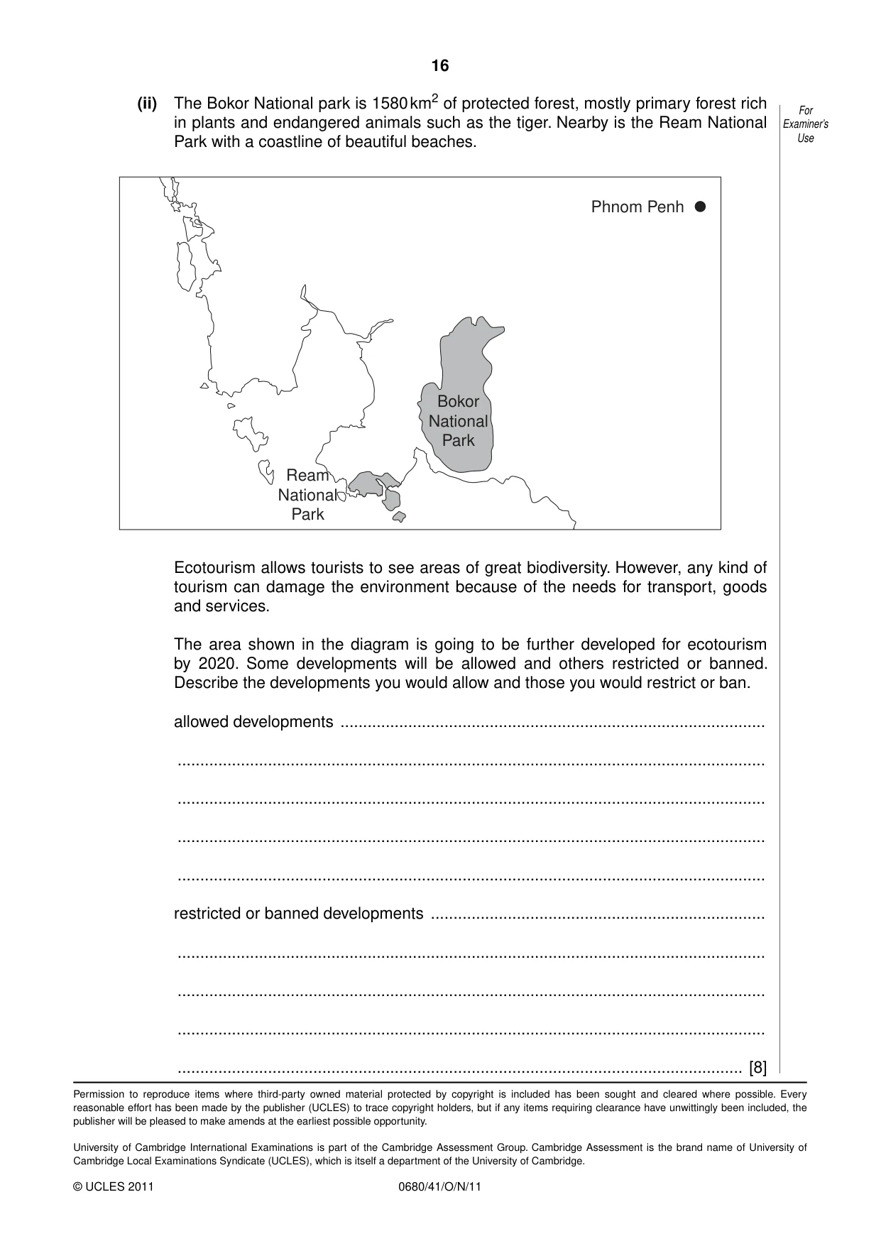 Cambridge IGCSE Environmental Management 0680 2011 Oct/Nov Paper 4 · Variant 1 question paper, page 16 of 16