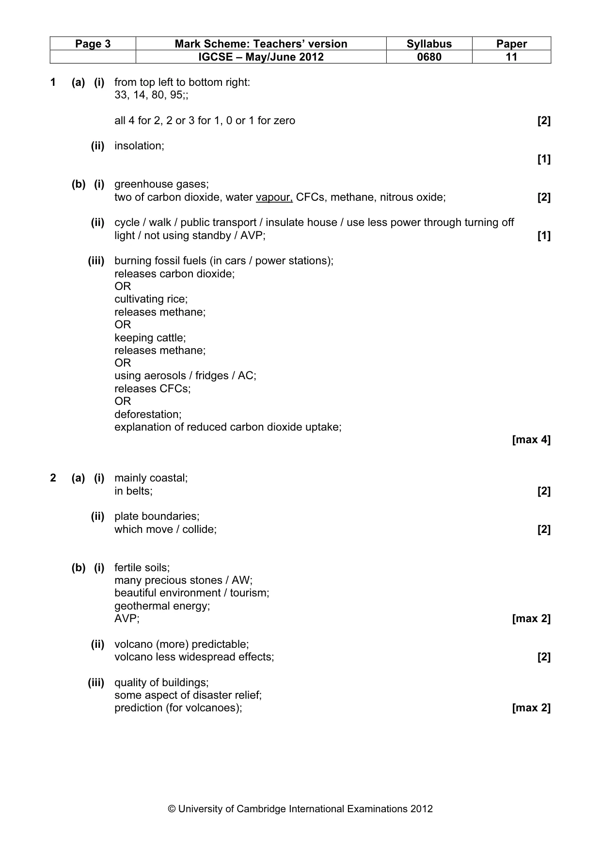 Mark scheme, page 3 of 5