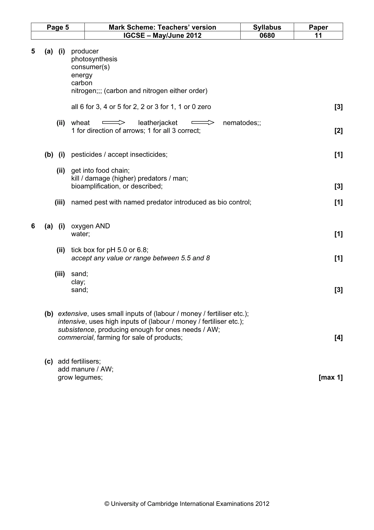 Mark scheme, page 5 of 5