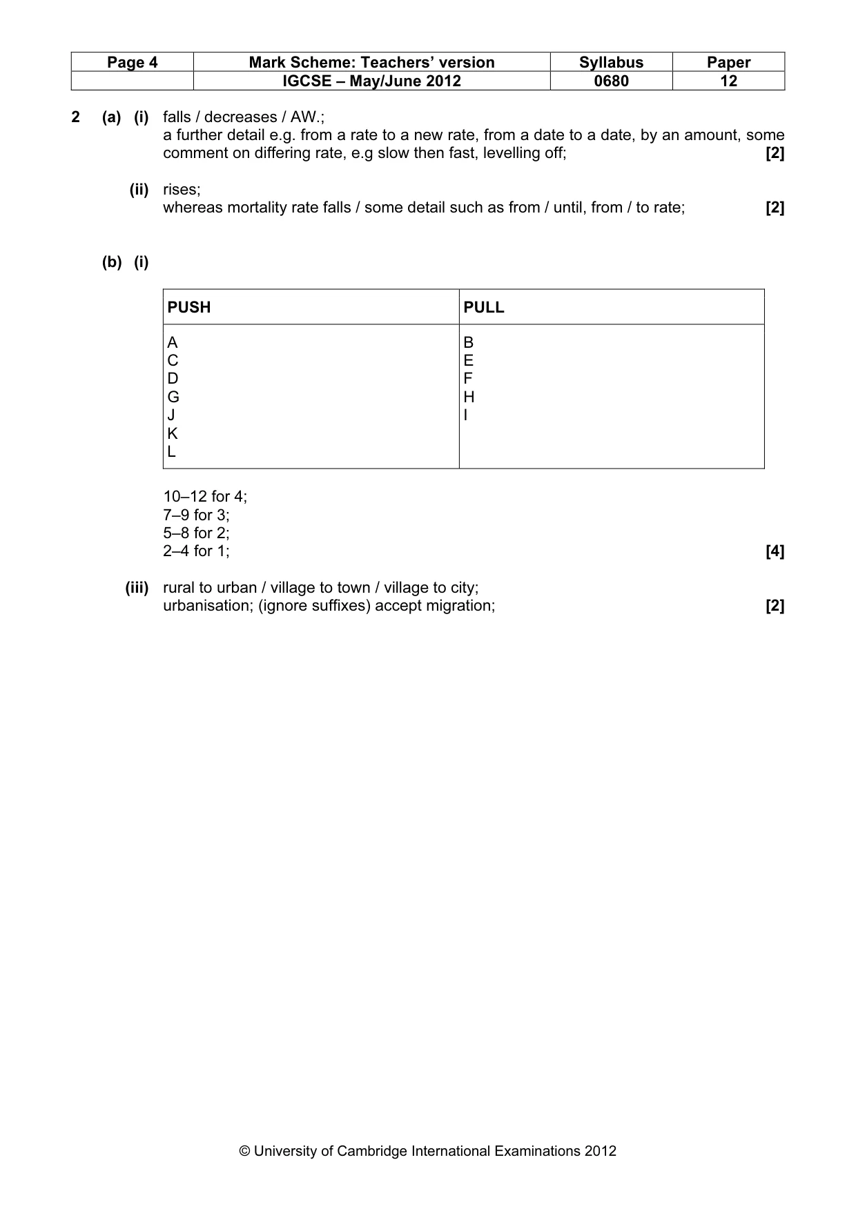 Mark scheme, page 4 of 6