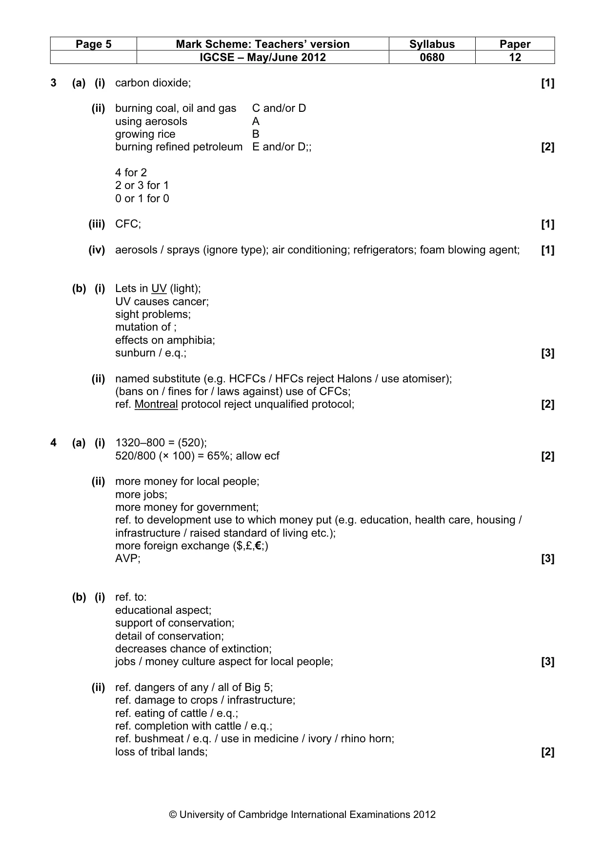 Mark scheme, page 5 of 6
