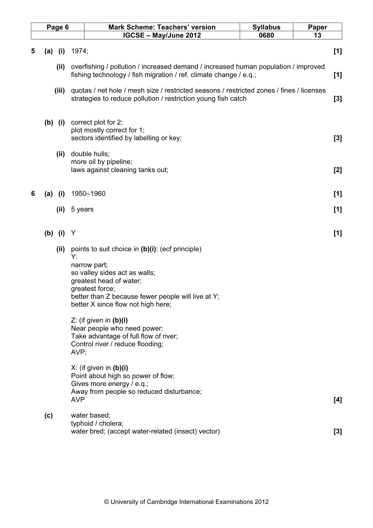 Mark scheme, page 6 of 6