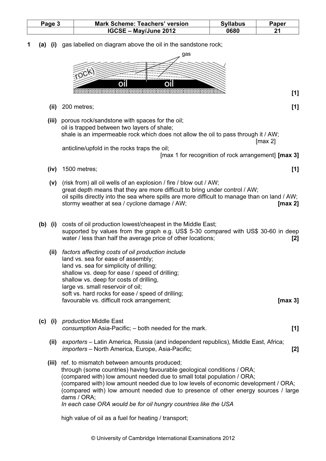 Mark scheme, page 3 of 9