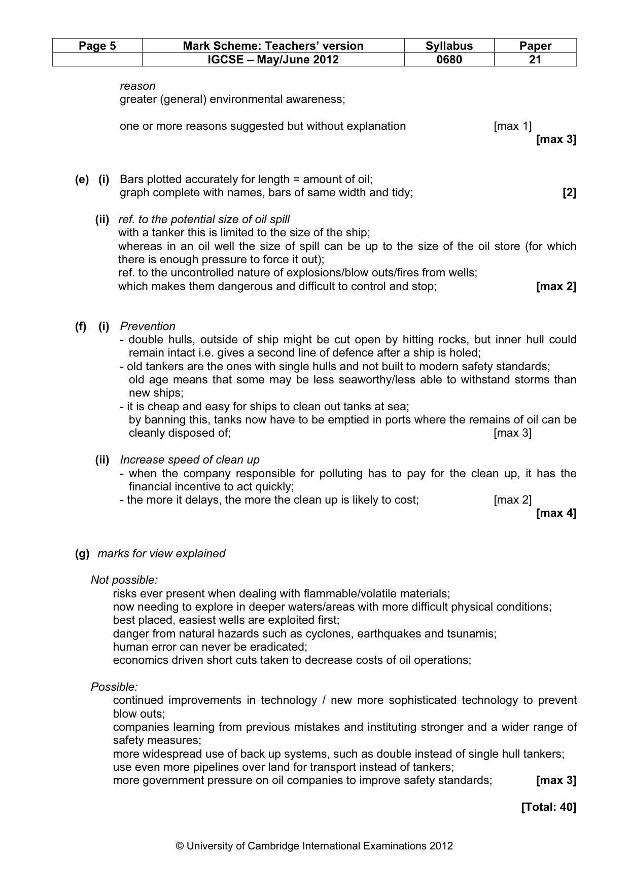 Mark scheme, page 5 of 9