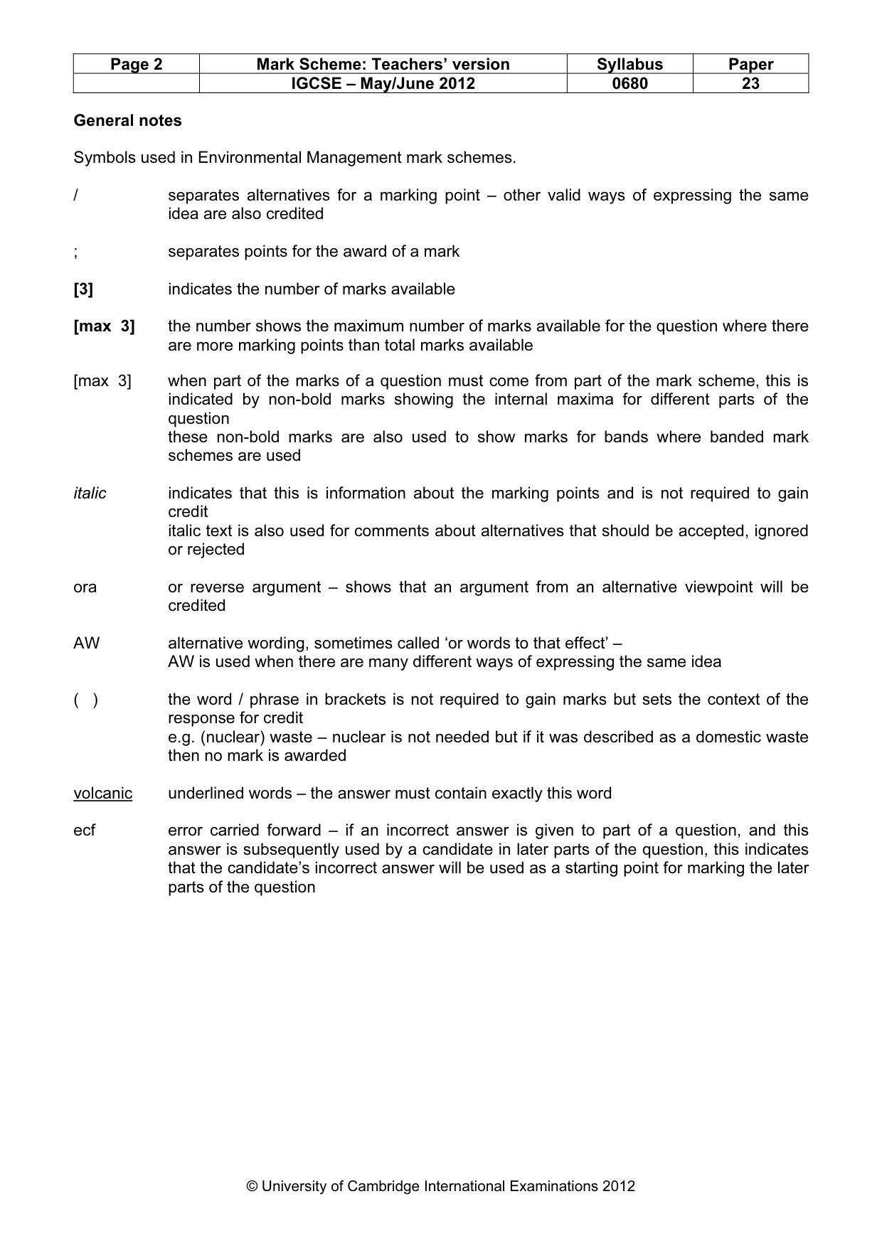 Mark scheme, page 2 of 8
