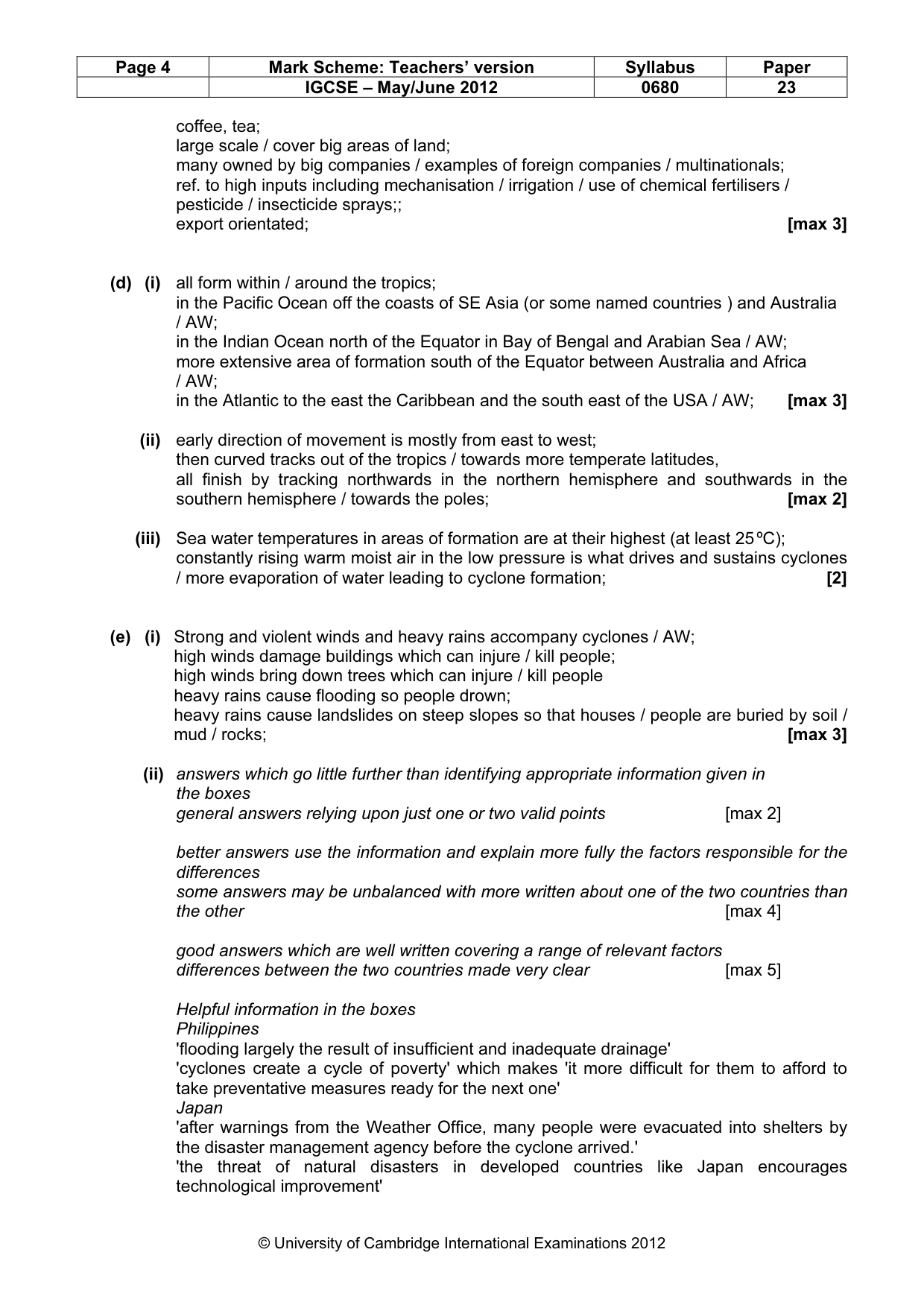 Mark scheme, page 4 of 8