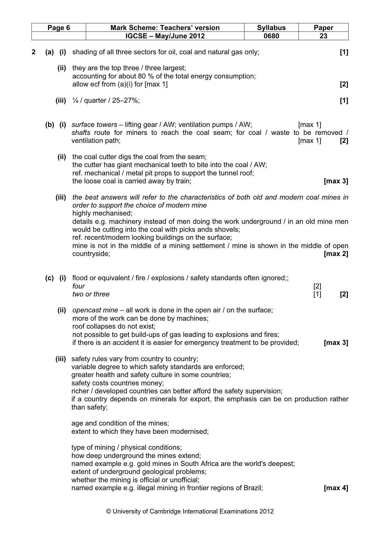 Mark scheme, page 6 of 8