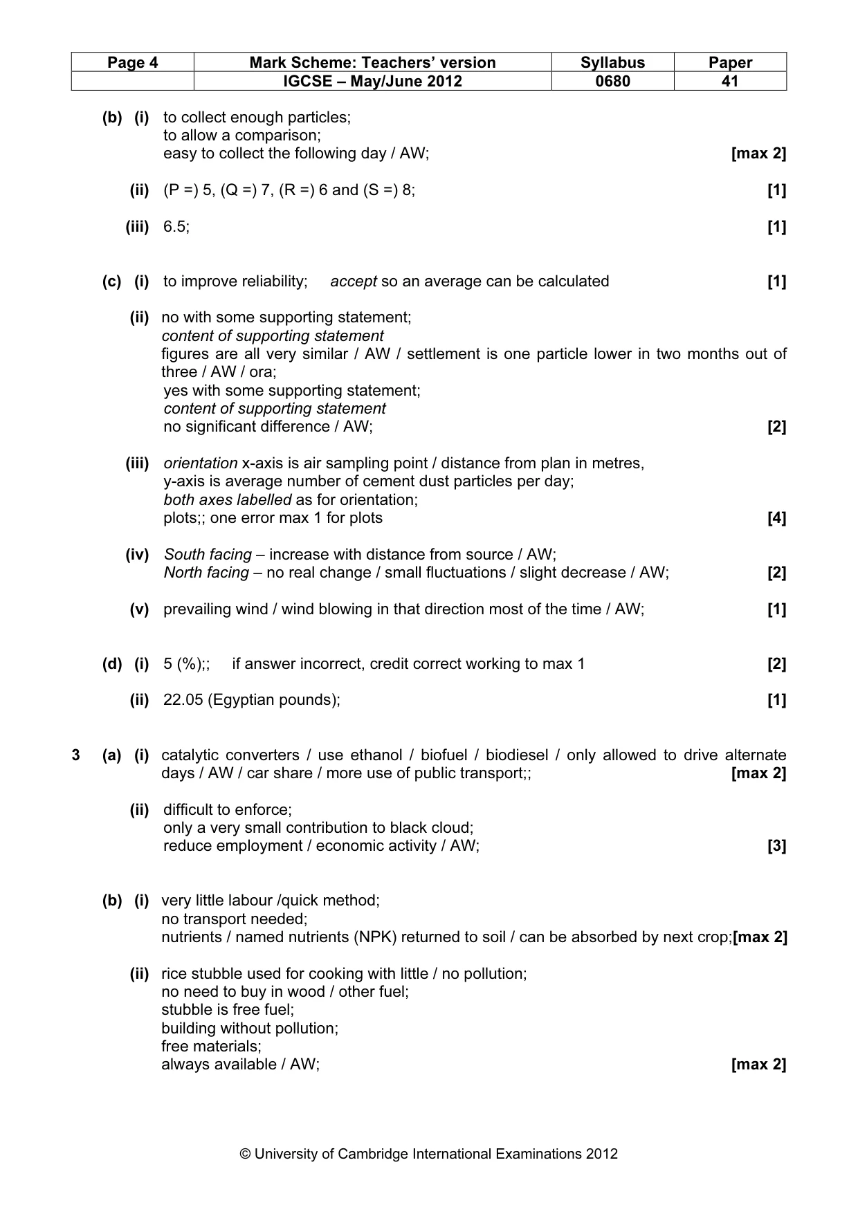 Mark scheme, page 4 of 5