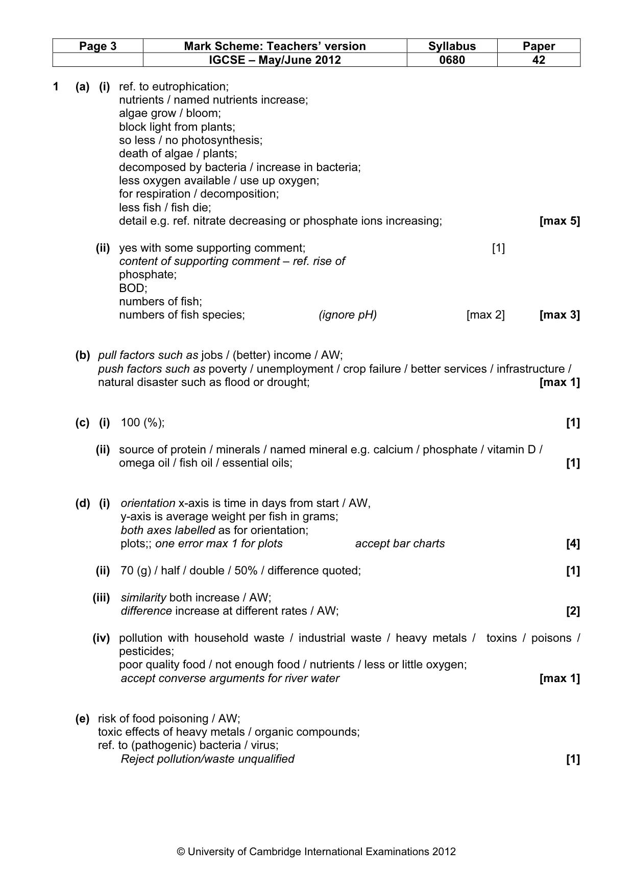 Mark scheme, page 3 of 6