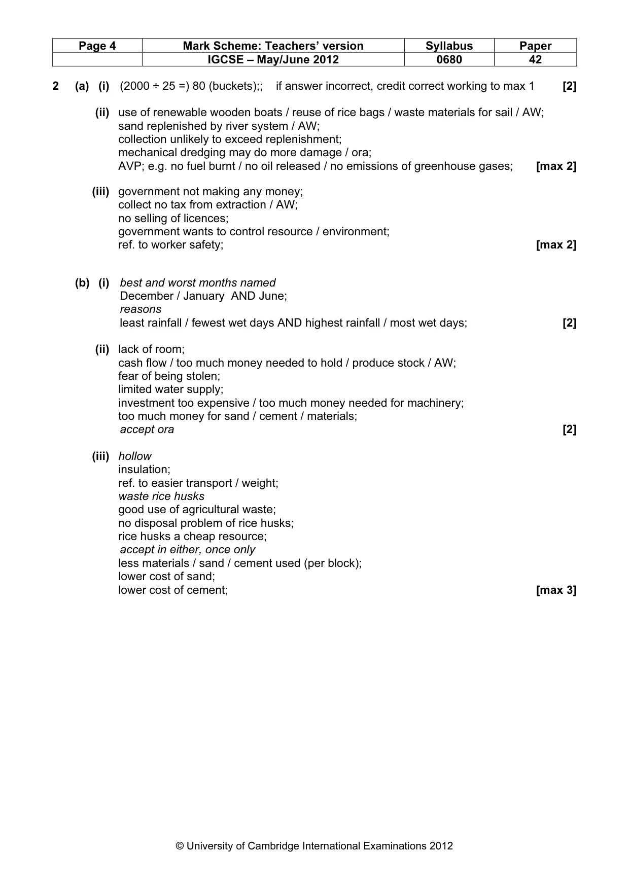 Mark scheme, page 4 of 6