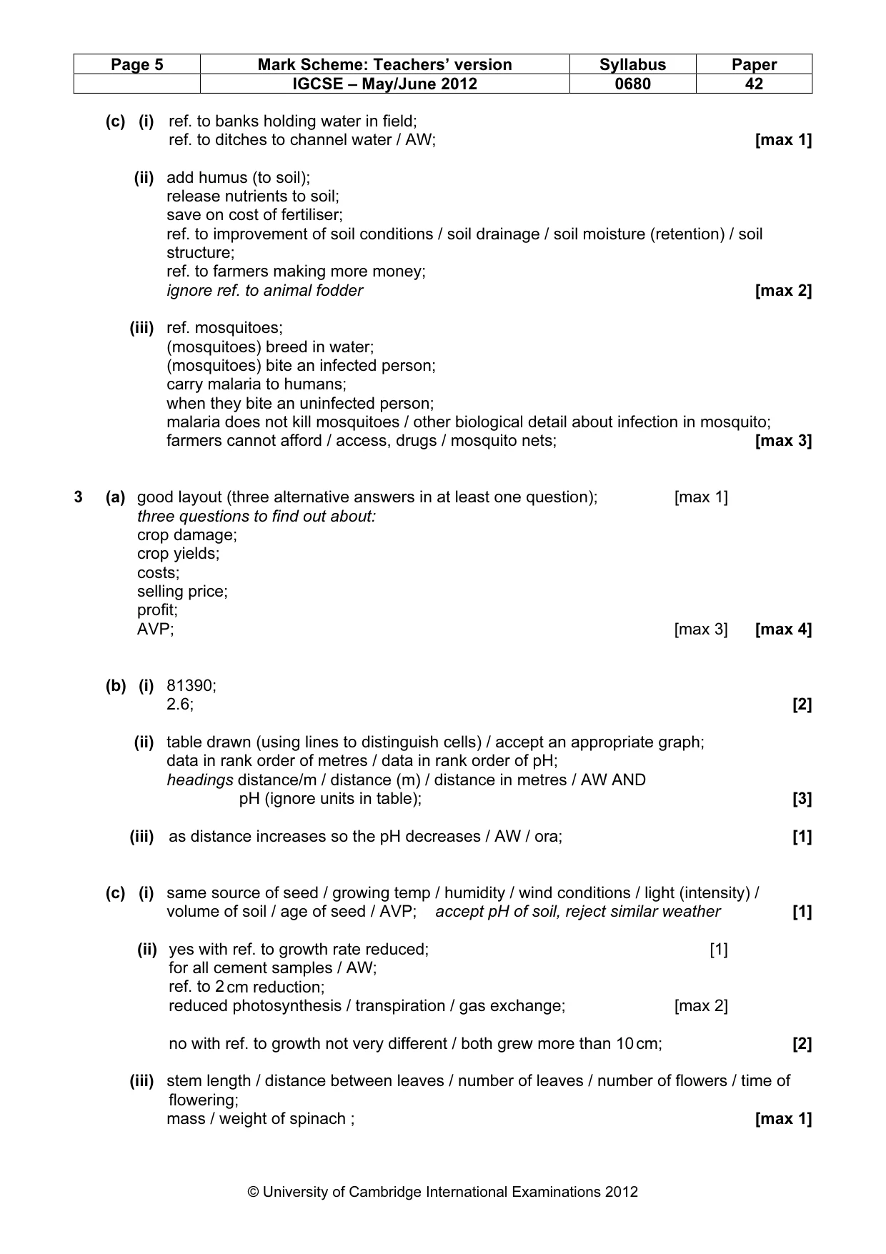 Mark scheme, page 5 of 6