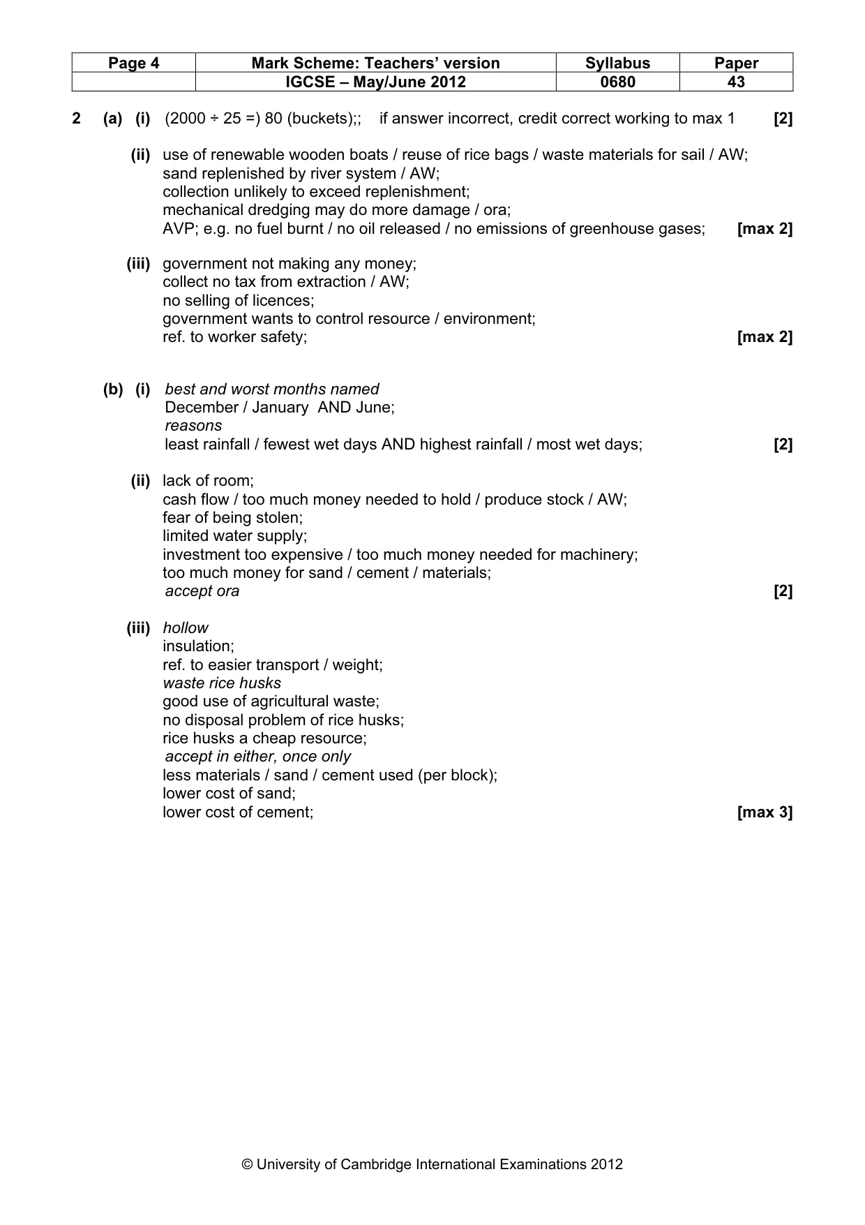 Mark scheme, page 4 of 6