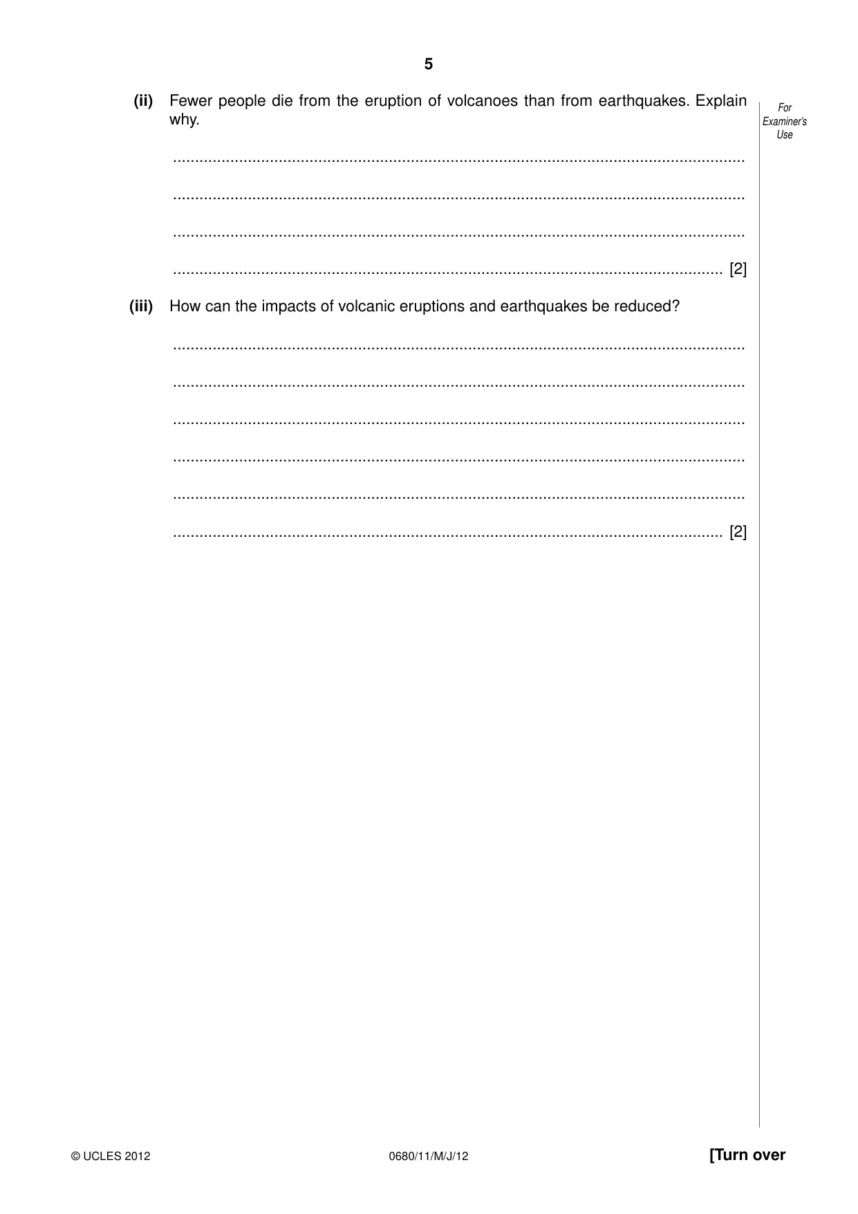 Cambridge IGCSE Environmental Management 0680 2012 May/June Paper 1 · Variant 1 question paper, page 5 of 16
