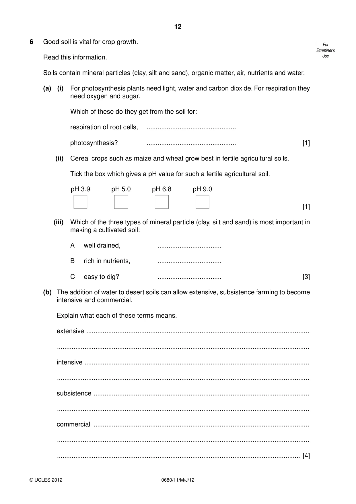 Cambridge IGCSE Environmental Management 0680 2012 May/June Paper 1 · Variant 1 question paper, page 12 of 16