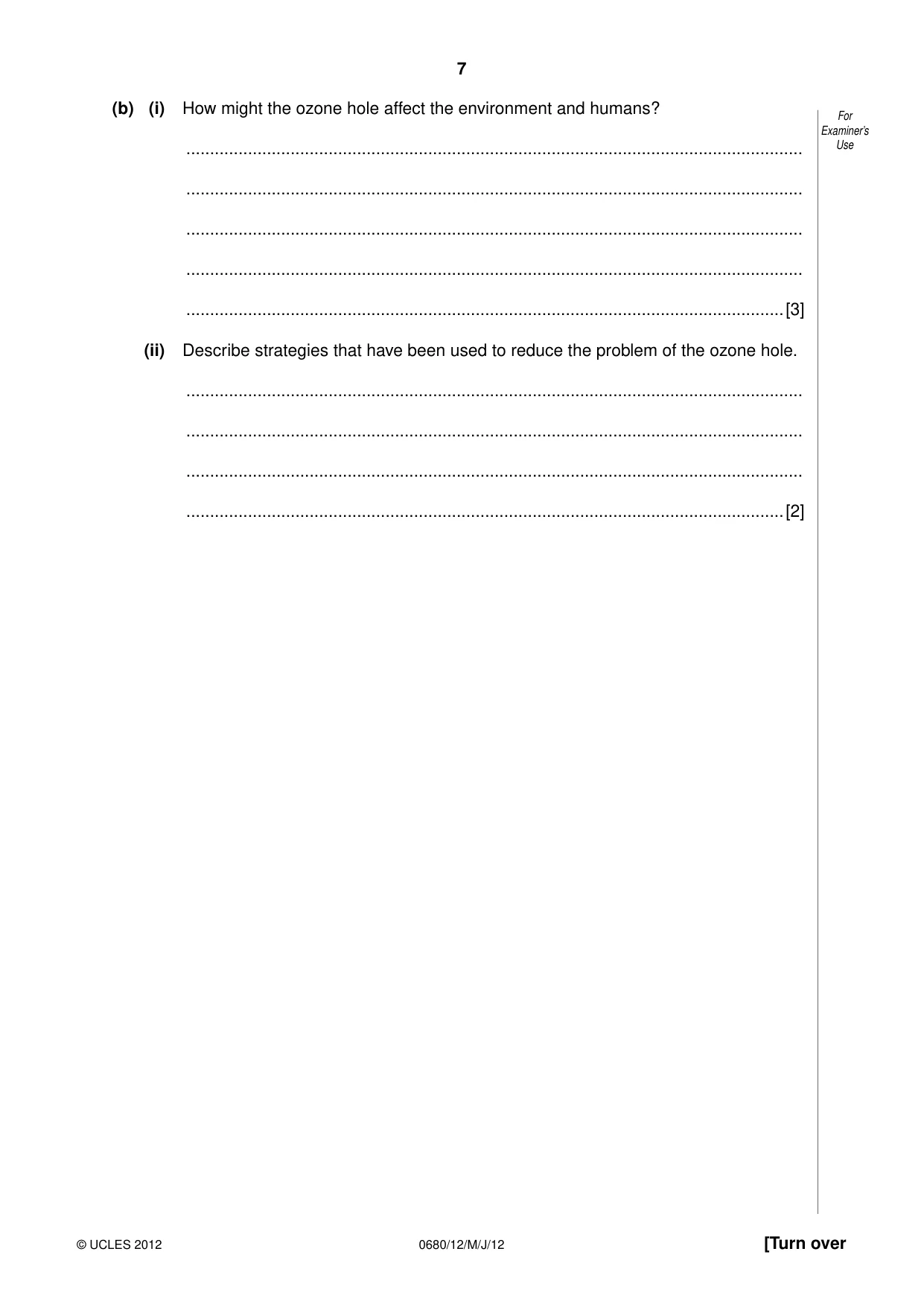 Cambridge IGCSE Environmental Management 0680 2012 May/June Paper 1 · Variant 2 question paper, page 7 of 16