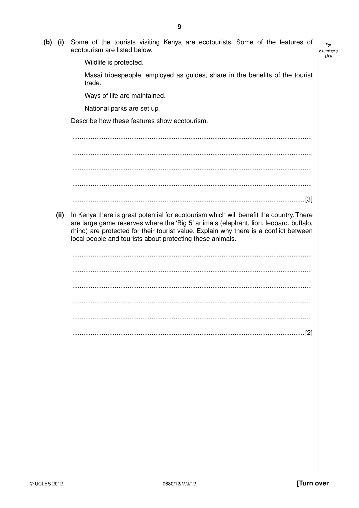 Cambridge IGCSE Environmental Management 0680 2012 May/June Paper 1 · Variant 2 question paper, page 9 of 16