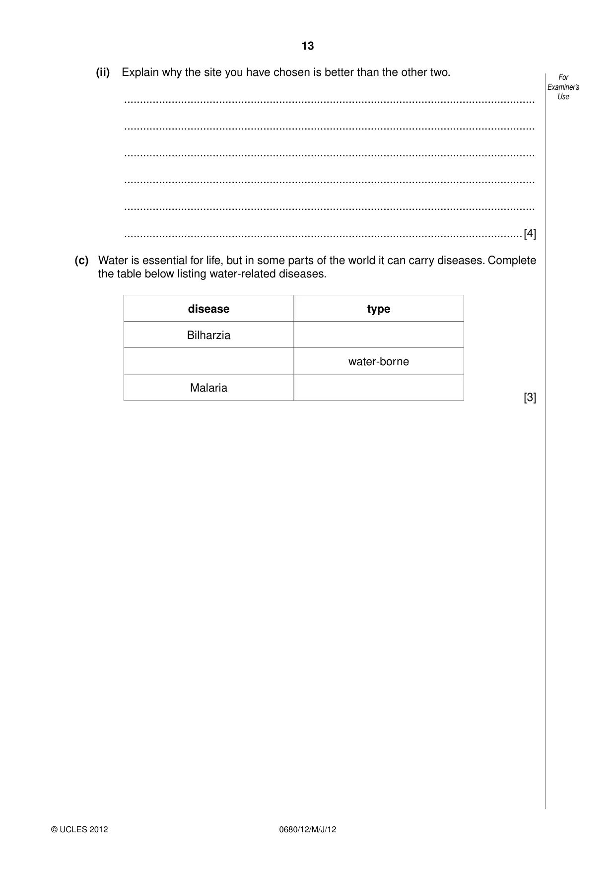 Cambridge IGCSE Environmental Management 0680 2012 May/June Paper 1 · Variant 2 question paper, page 13 of 16