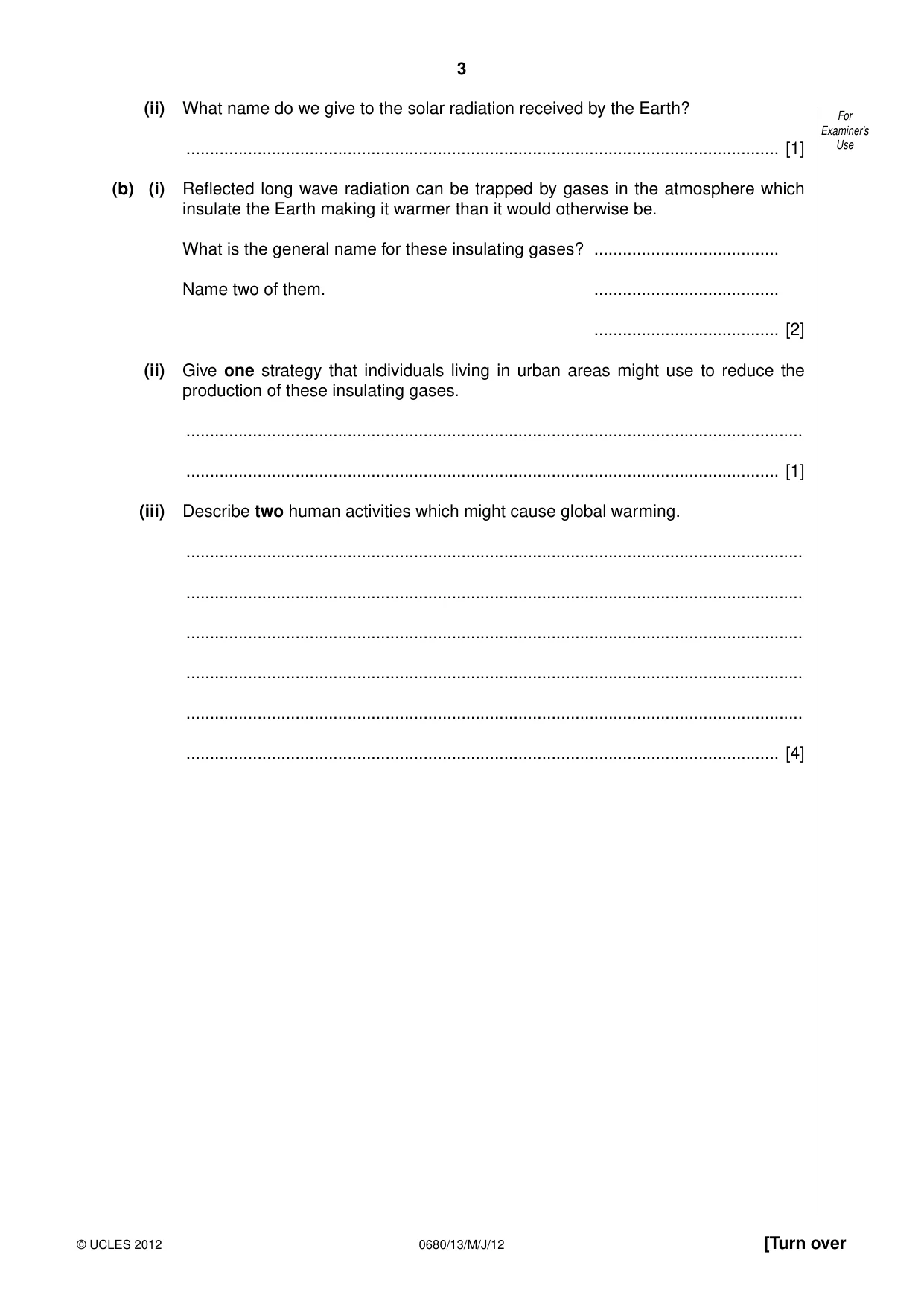 Cambridge IGCSE Environmental Management 0680 2012 May/June Paper 1 · Variant 3 question paper, page 3 of 16