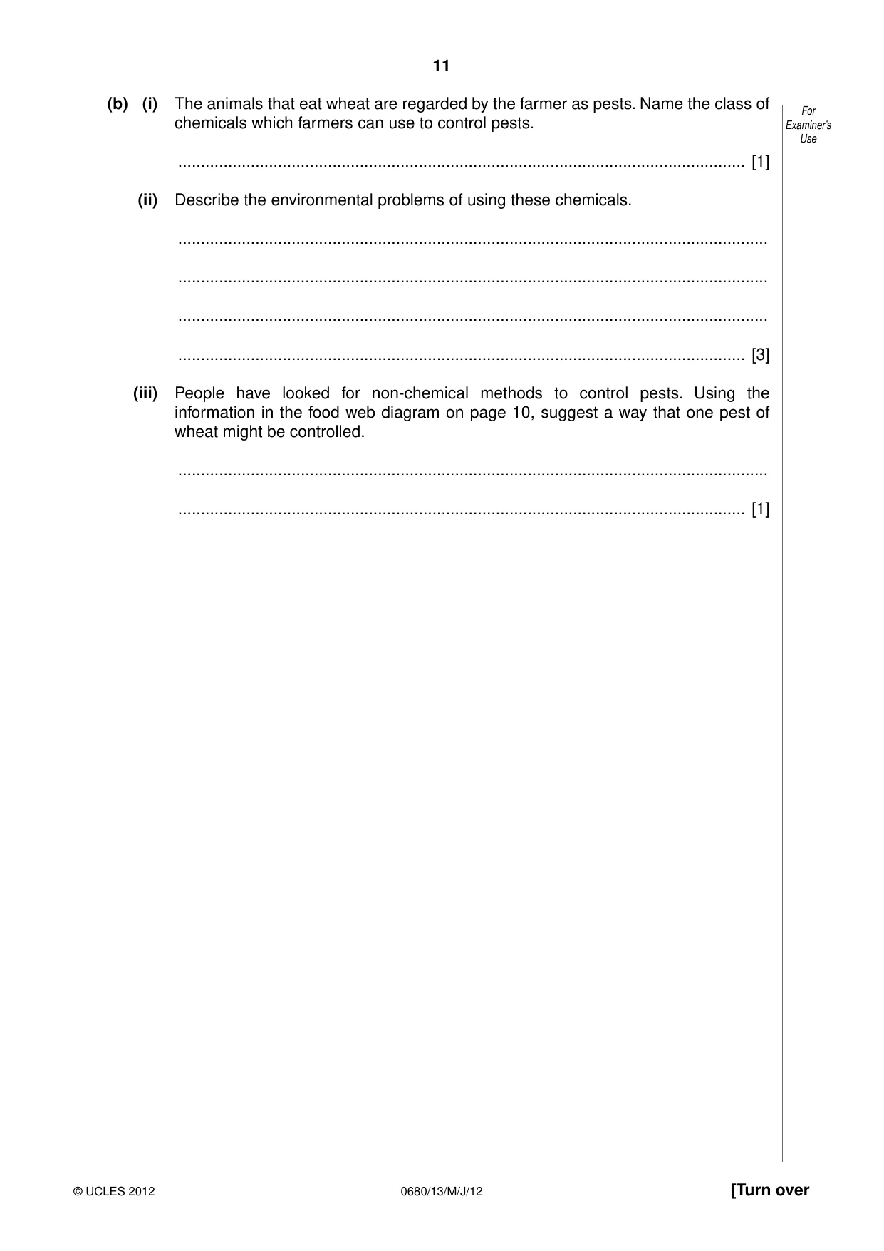 Cambridge IGCSE Environmental Management 0680 2012 May/June Paper 1 · Variant 3 question paper, page 11 of 16