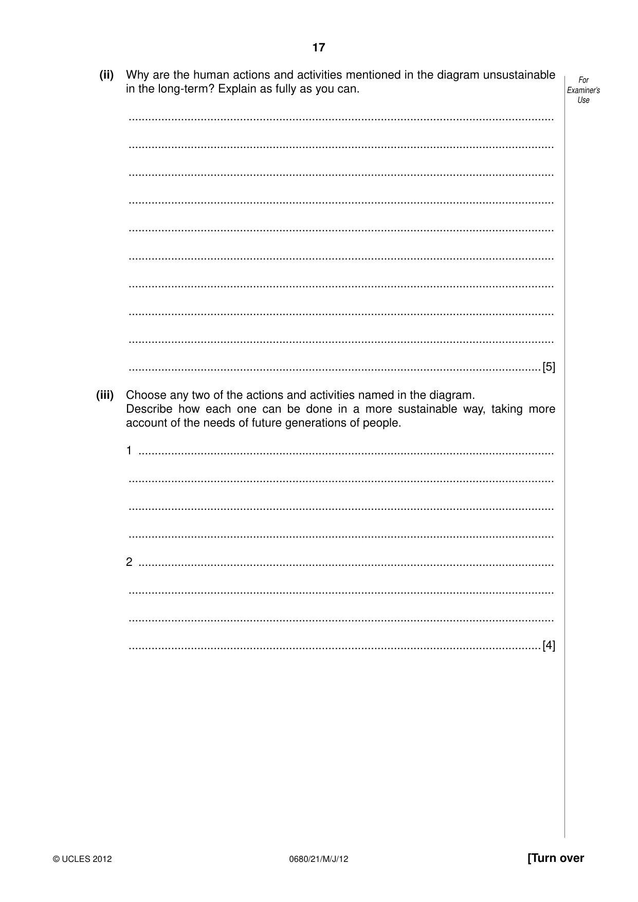 Cambridge IGCSE Environmental Management 0680 2012 May/June Paper 2 · Variant 1 question paper, page 17 of 20