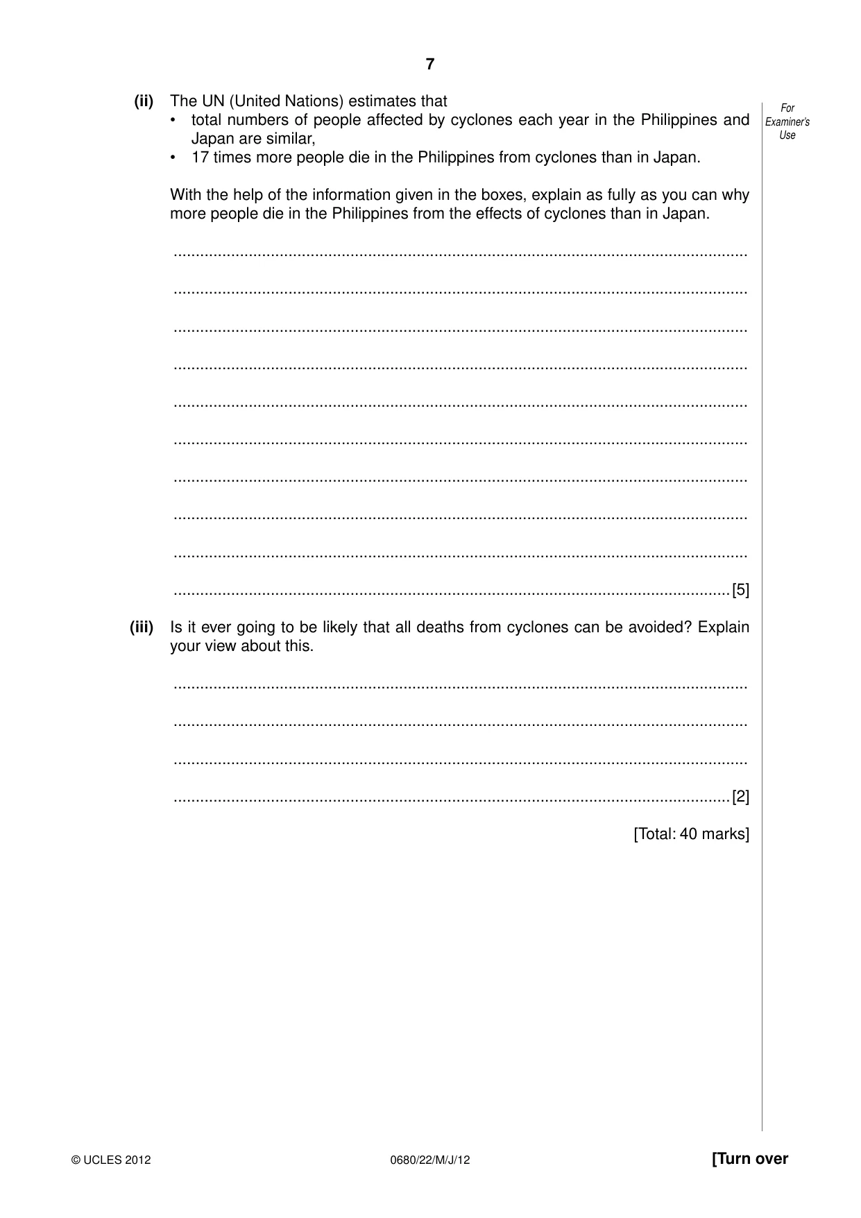 Cambridge IGCSE Environmental Management 0680 2012 May/June Paper 2 · Variant 2 question paper, page 7 of 16