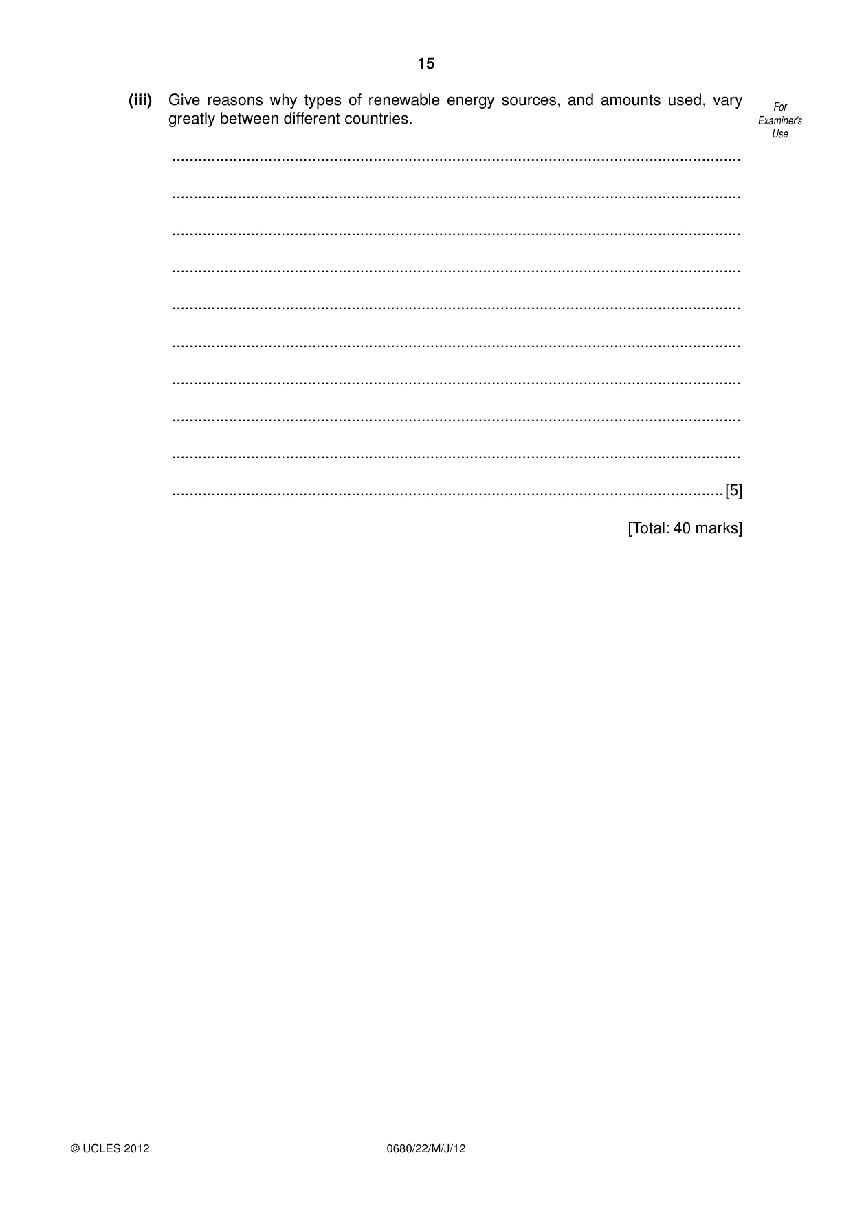 Cambridge IGCSE Environmental Management 0680 2012 May/June Paper 2 · Variant 2 question paper, page 15 of 16