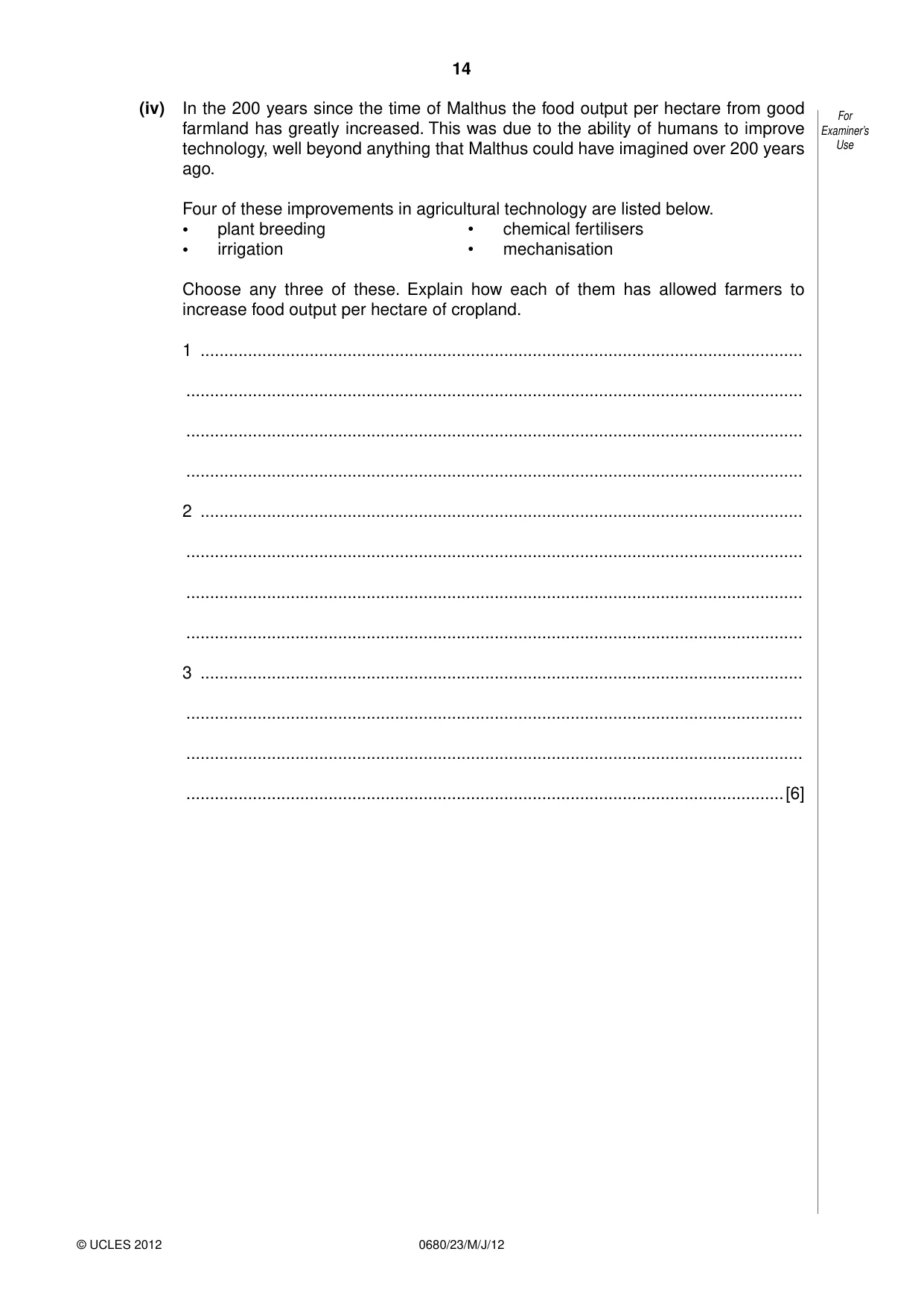 Cambridge IGCSE Environmental Management 0680 2012 May/June Paper 2 · Variant 3 question paper, page 14 of 20