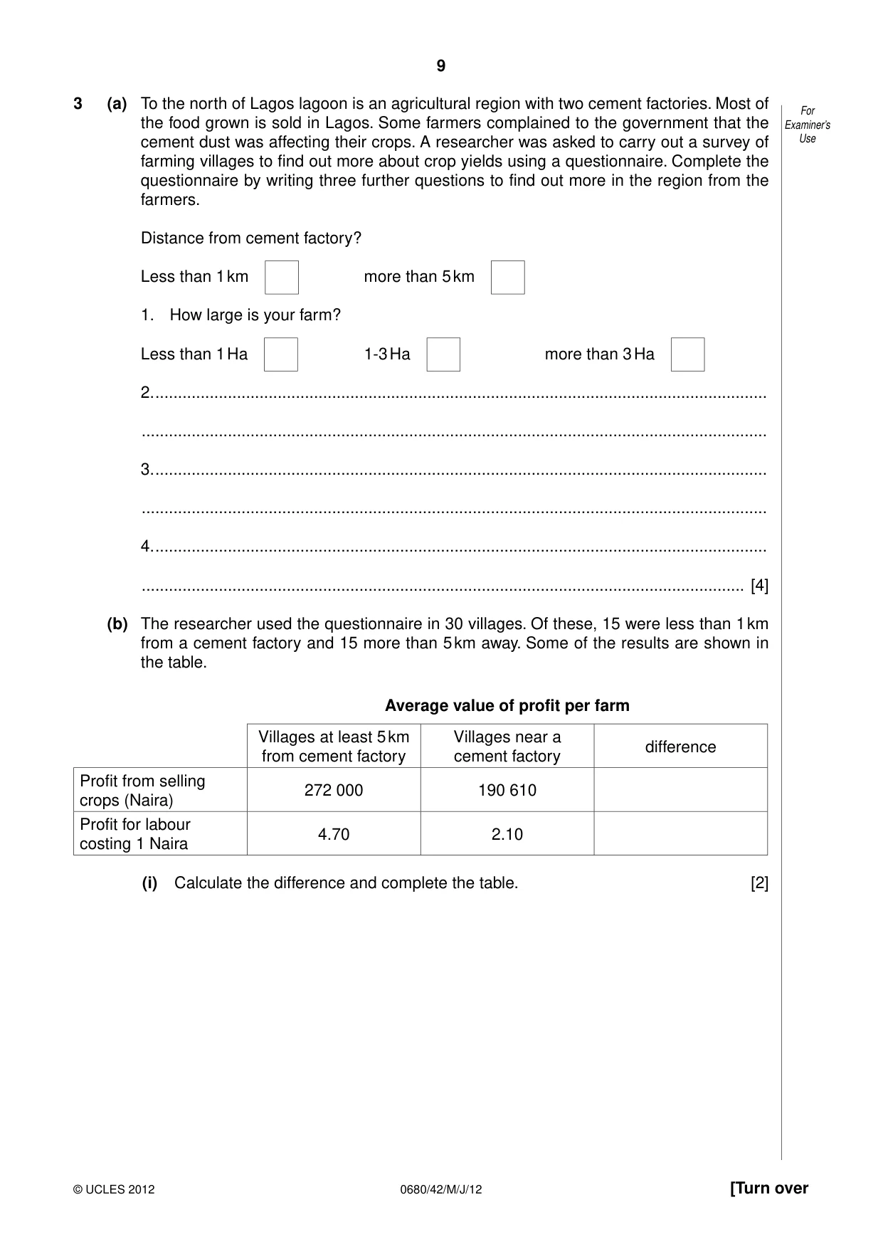 Cambridge IGCSE Environmental Management 0680 2012 May/June Paper 4 · Variant 2 question paper, page 9 of 12
