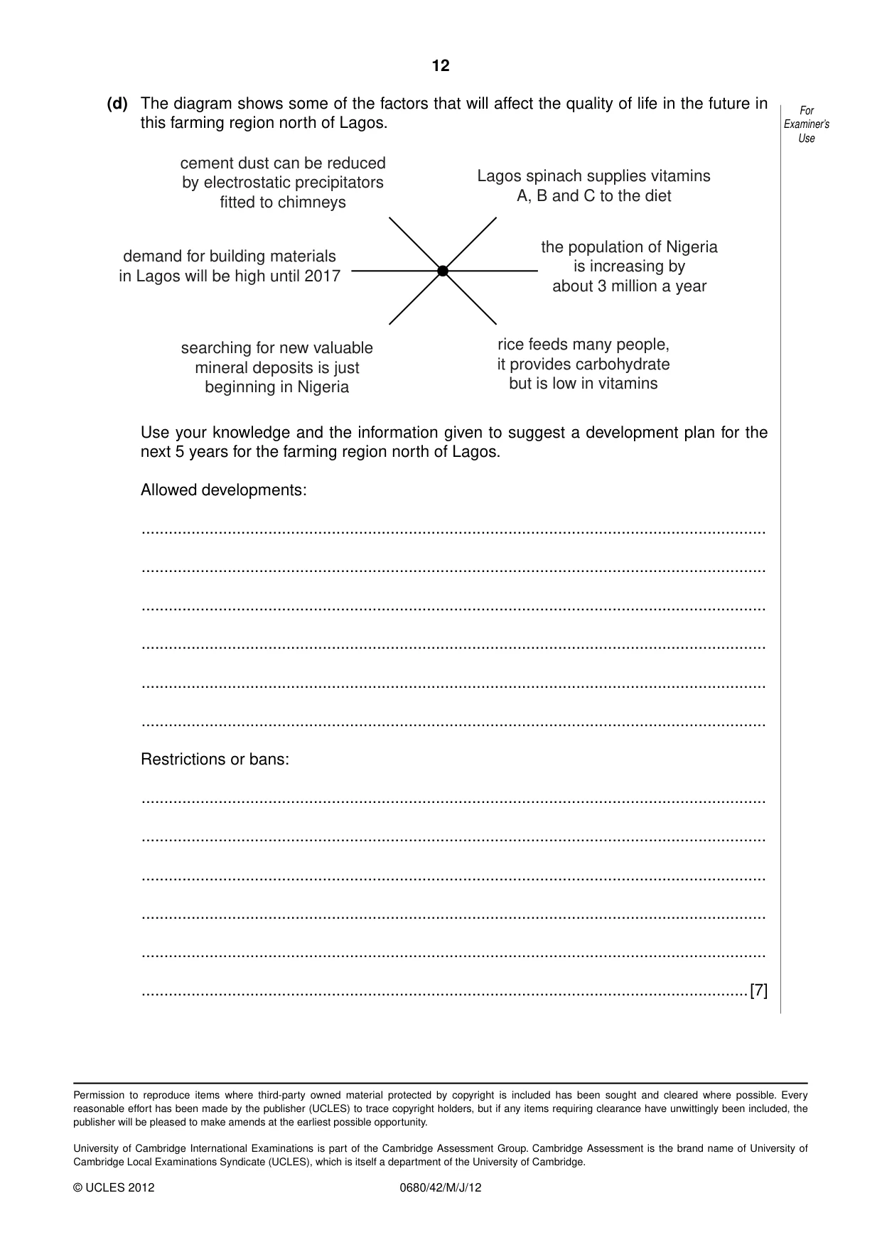 Cambridge IGCSE Environmental Management 0680 2012 May/June Paper 4 · Variant 2 question paper, page 12 of 12