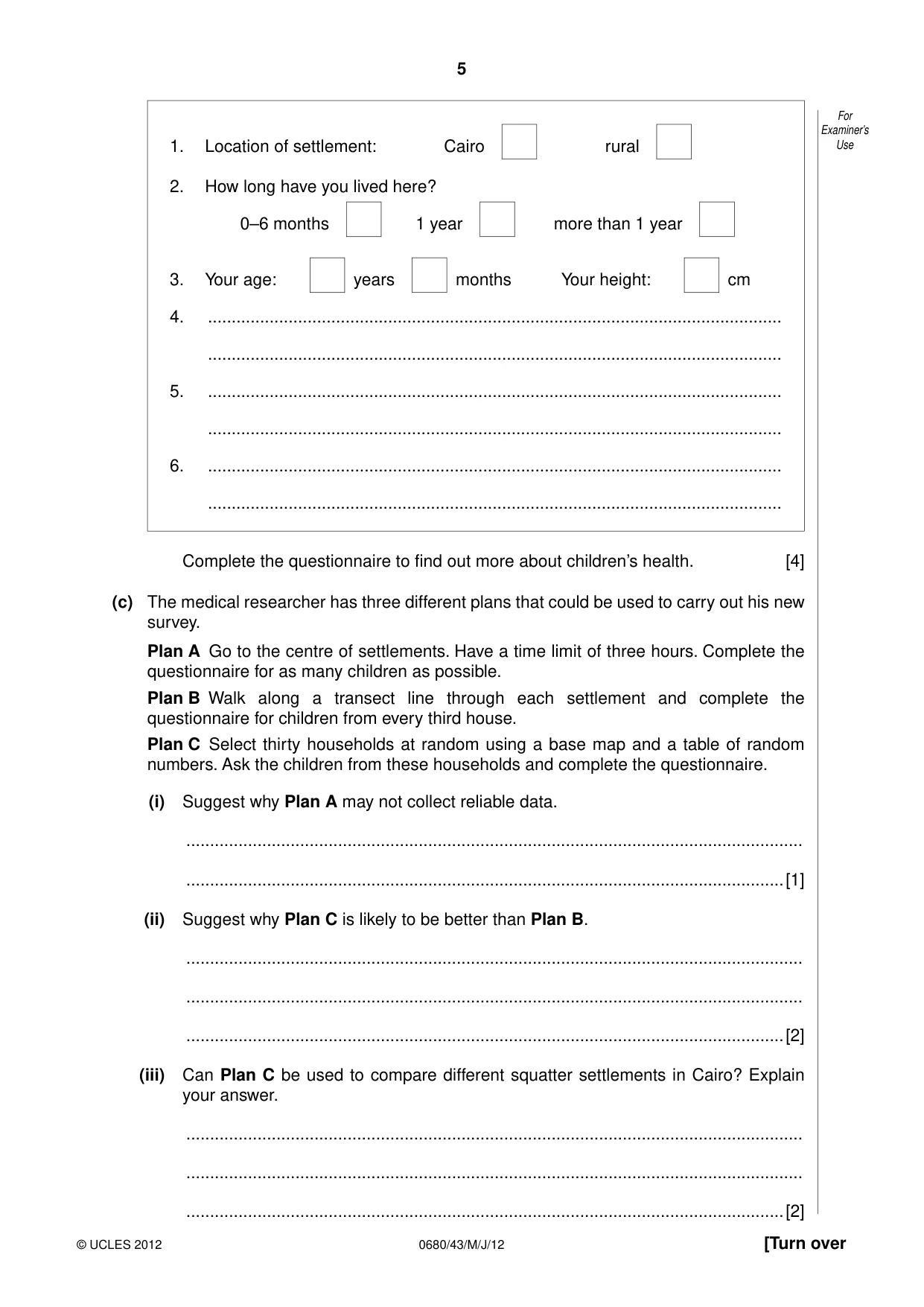 Cambridge IGCSE Environmental Management 0680 2012 May/June Paper 4 · Variant 3 question paper, page 5 of 16