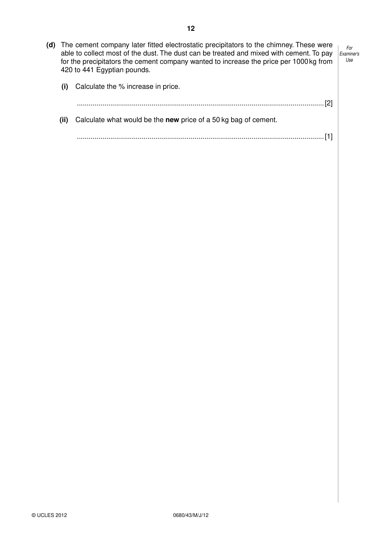 Cambridge IGCSE Environmental Management 0680 2012 May/June Paper 4 · Variant 3 question paper, page 12 of 16