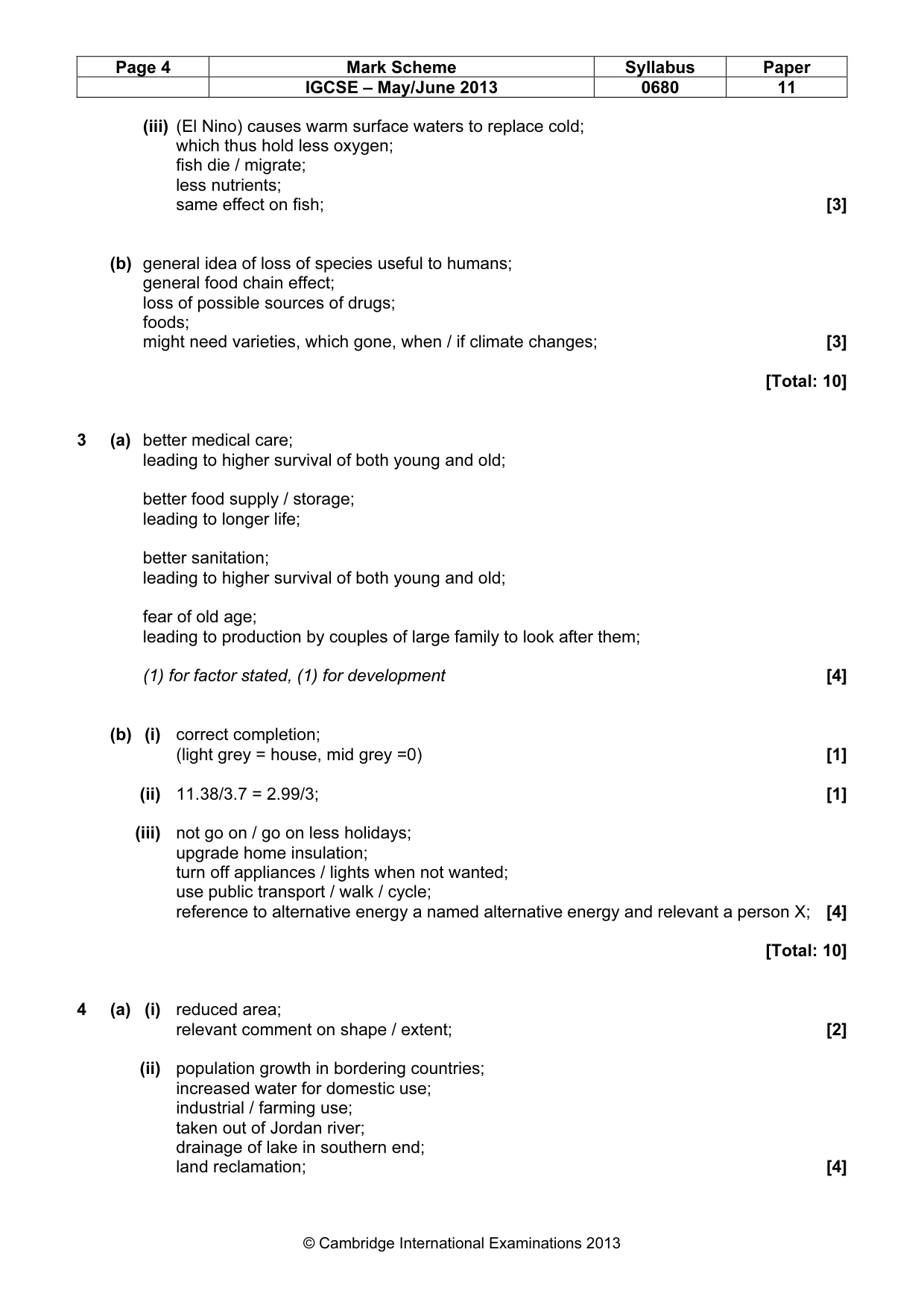 Mark scheme, page 4 of 5